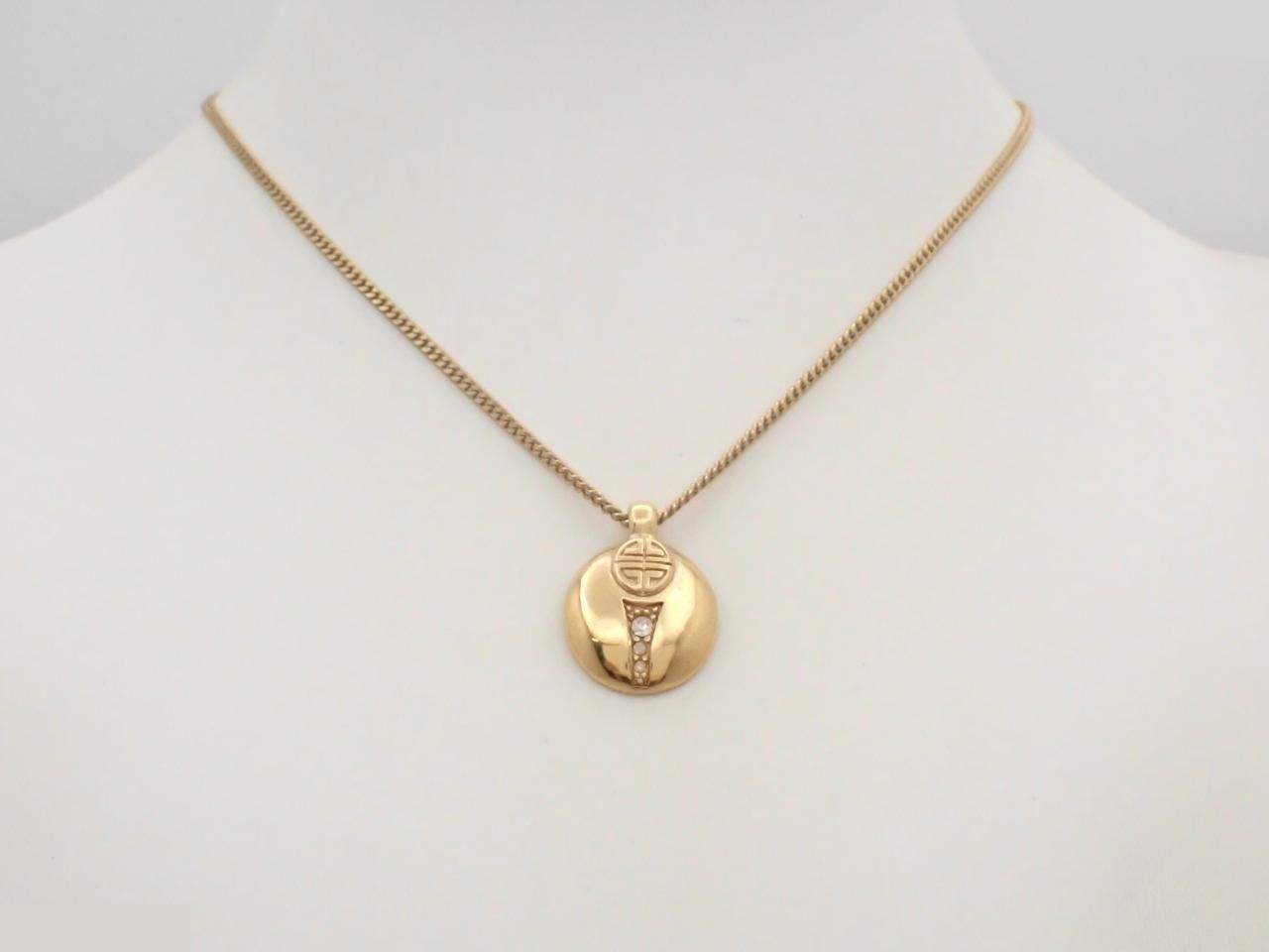 4G logo rhinestone GP necklace, chain approximately 42cm — view 3