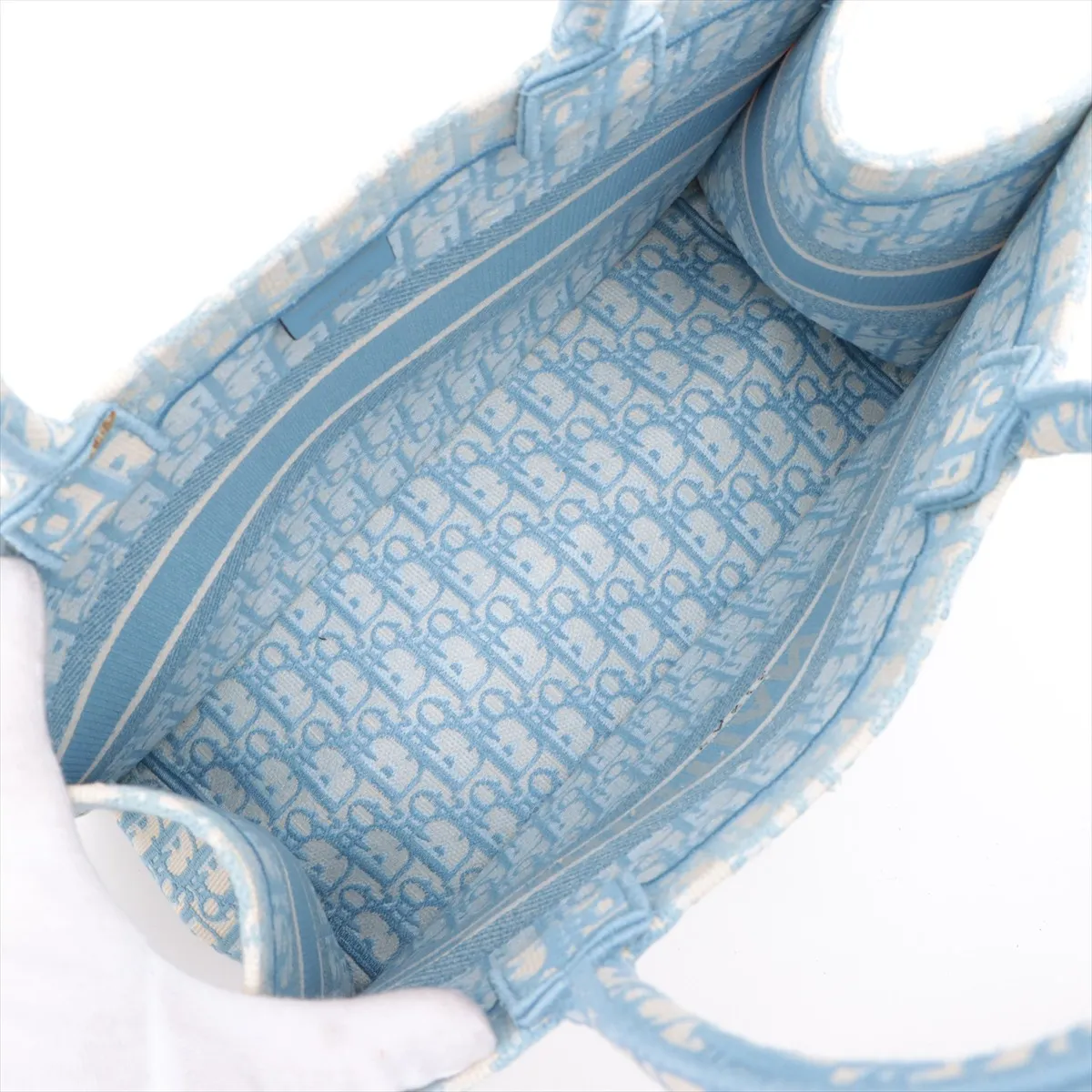 Oblique Book Tote Medium Canvas Tote Bag Blue — view 7