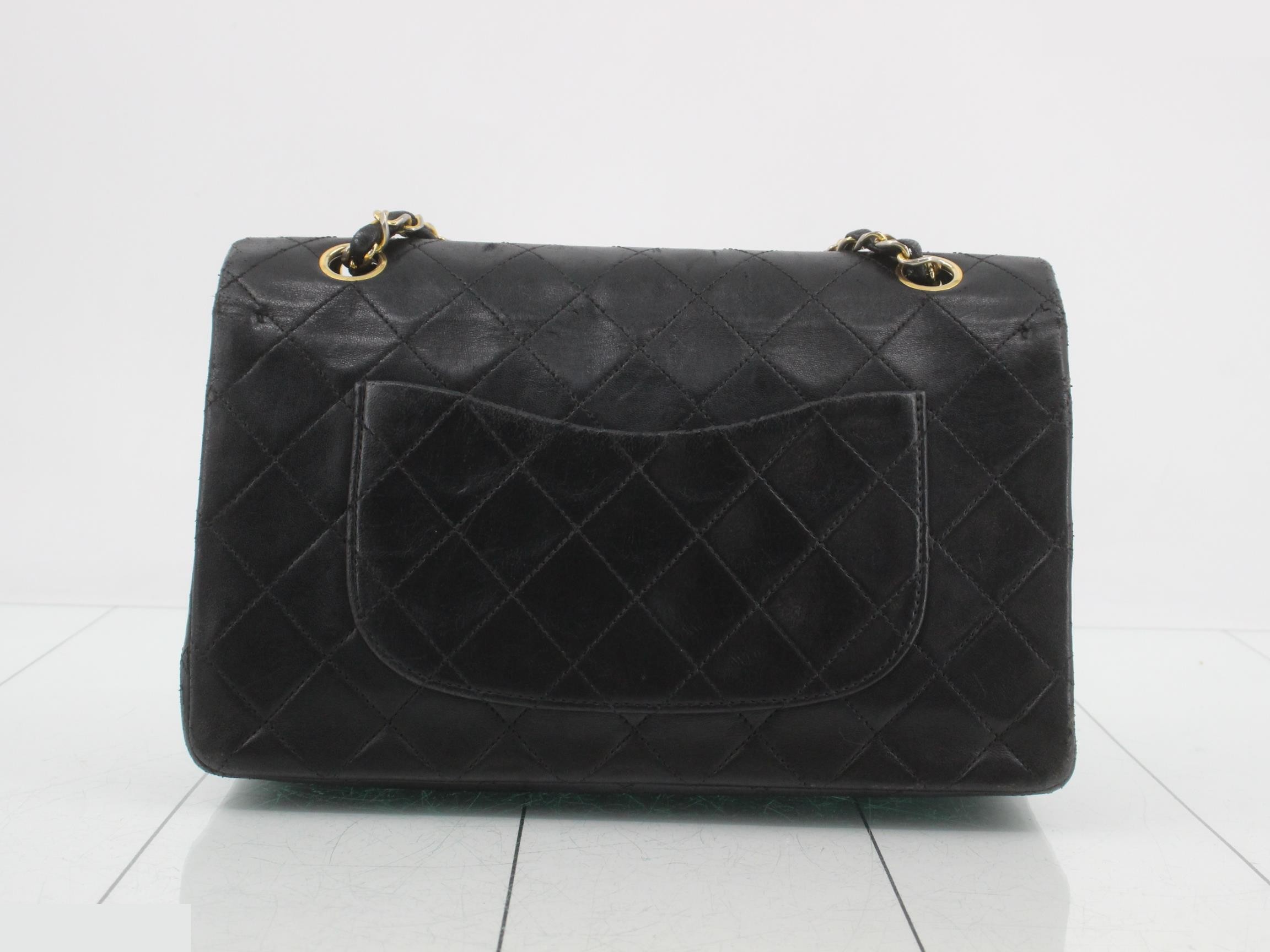 Matelassé Lambskin Double Flap Shoulder Bag, Black — view 2