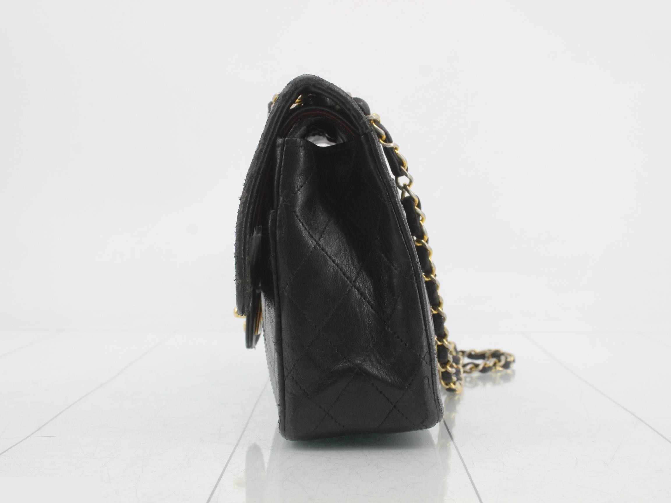 Matelassé Lambskin Double Flap Shoulder Bag, Black — view 3