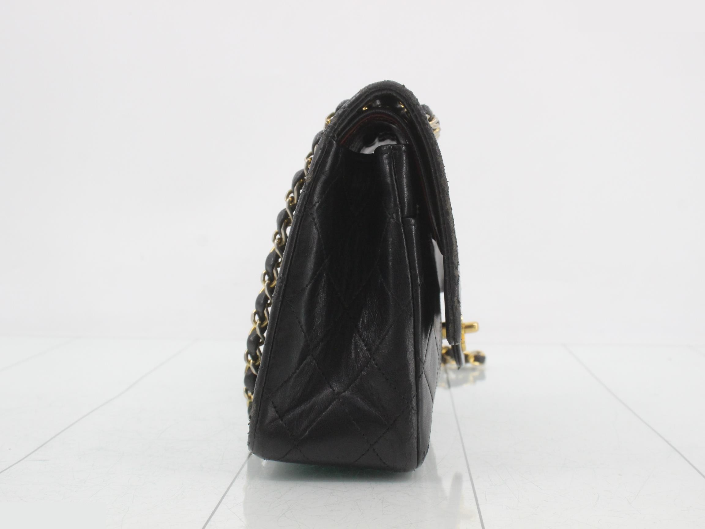 Matelassé Lambskin Double Flap Shoulder Bag, Black — view 4