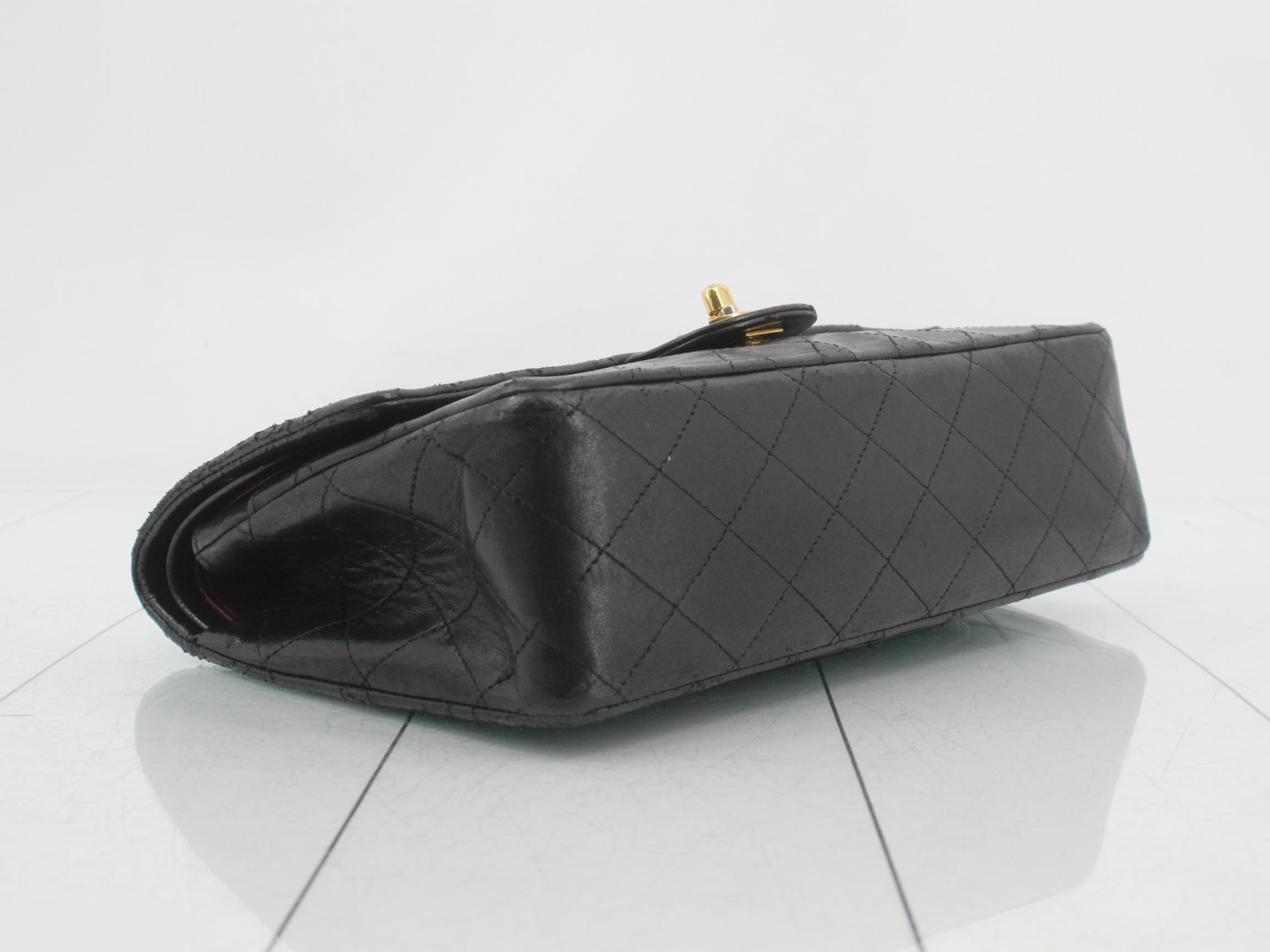 Matelassé Lambskin Double Flap Shoulder Bag, Black — view 5