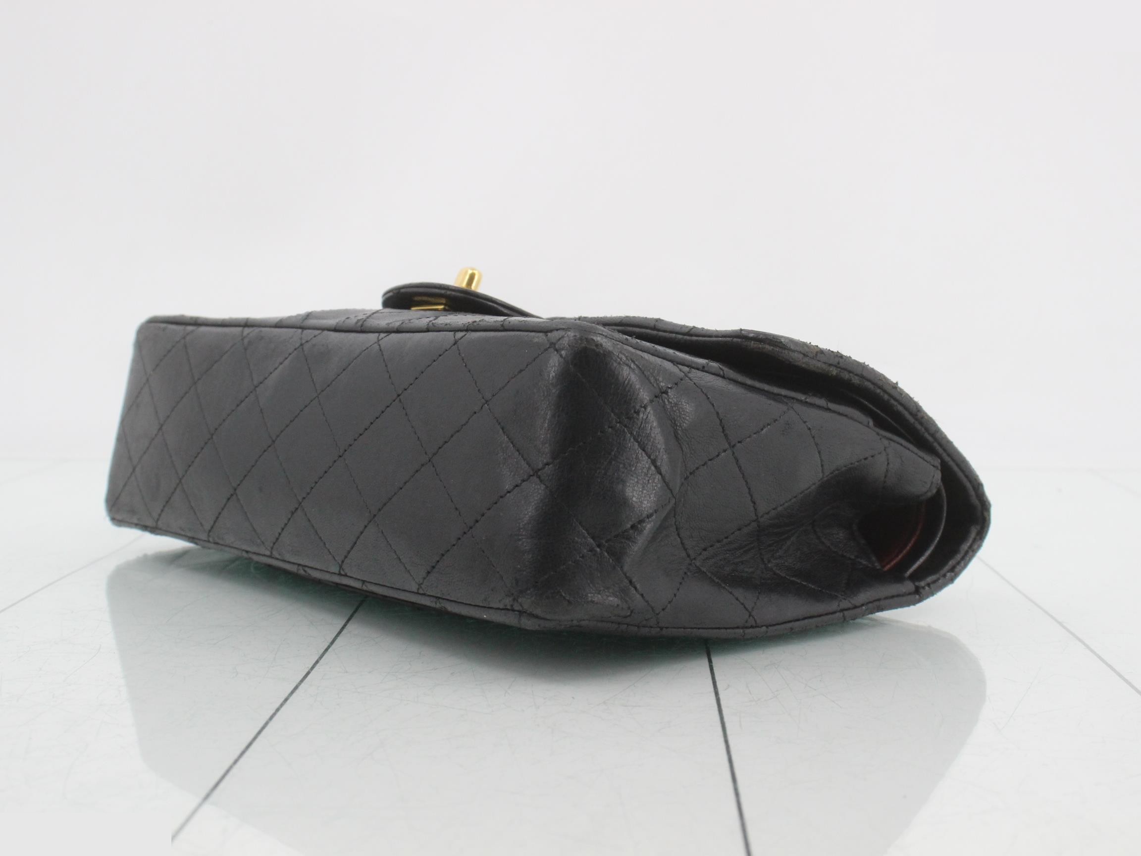 Matelassé Lambskin Double Flap Shoulder Bag, Black — view 6
