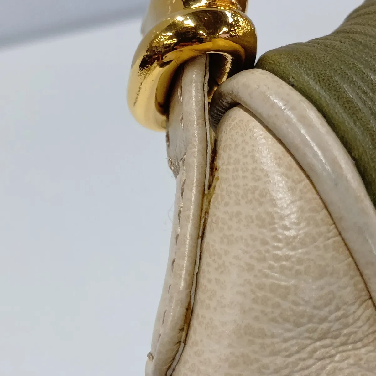Velázquez Leather Handbag, Beige x Green — view 11