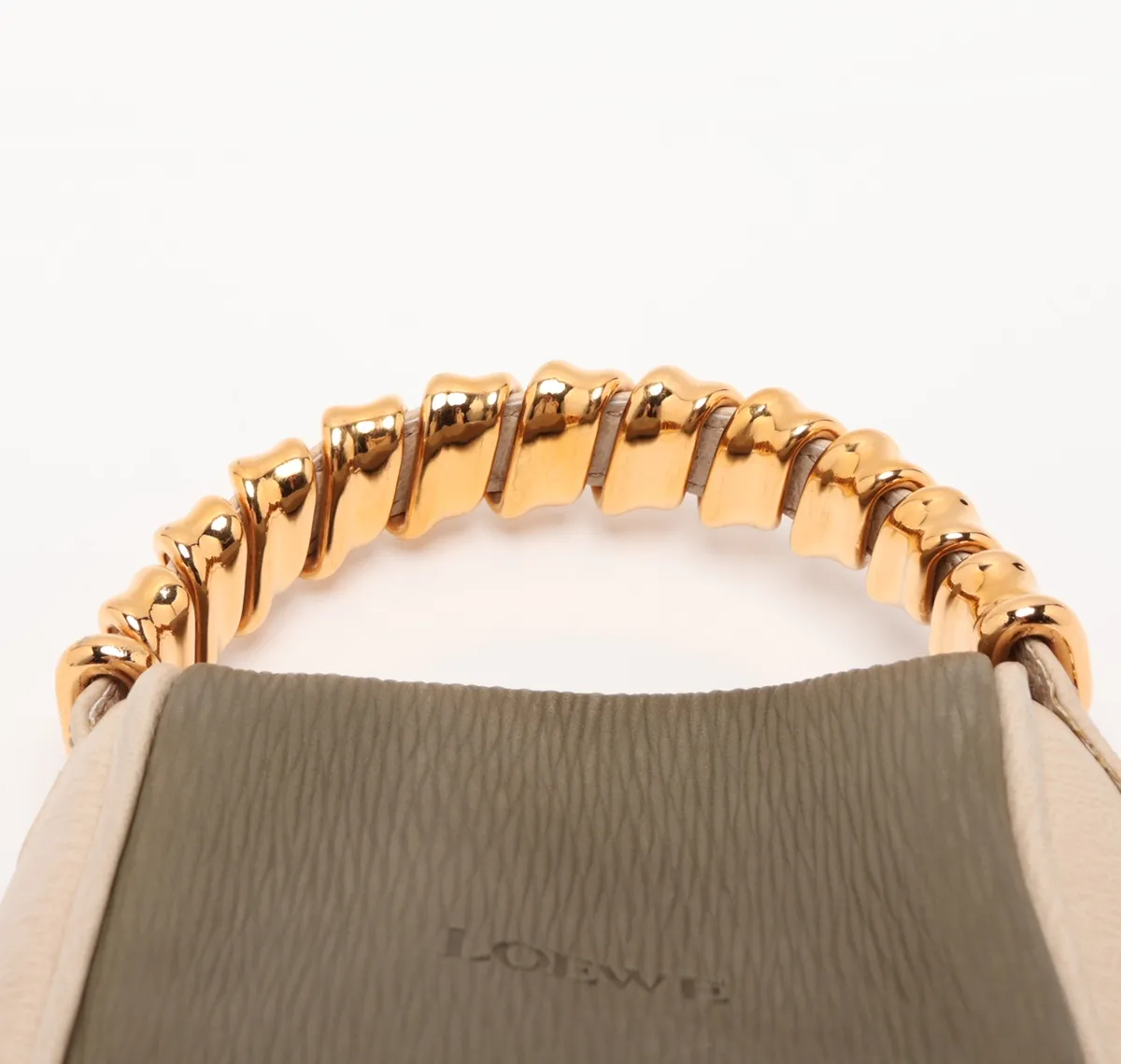 Velázquez Leather Handbag, Beige x Green — view 6