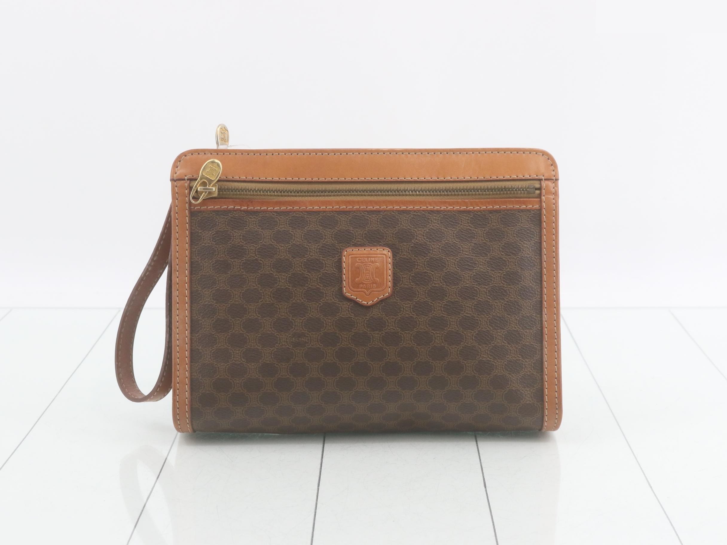 Macadam Clutch Bag, PVC/Leather, Brown