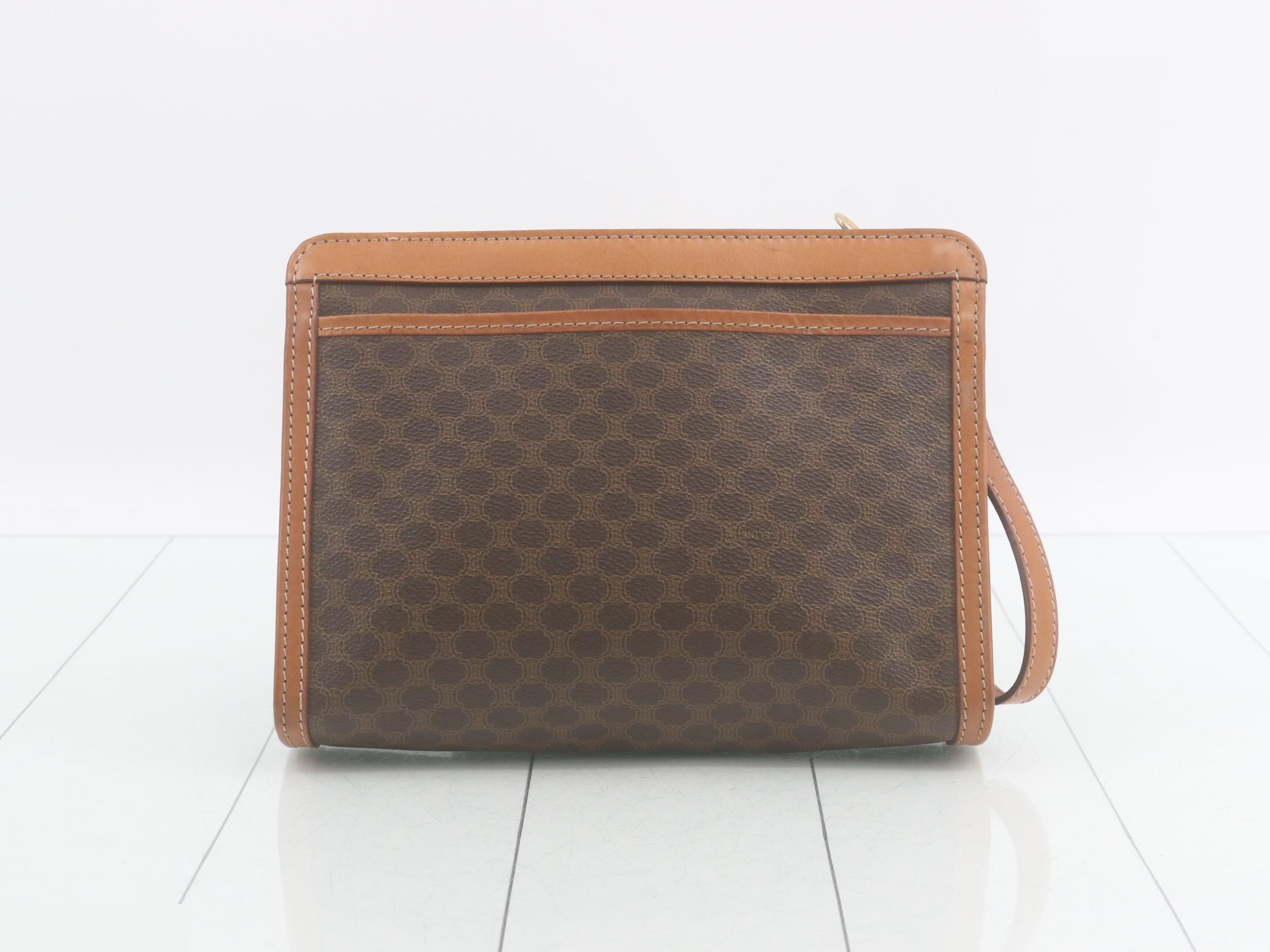Macadam Clutch Bag, PVC/Leather, Brown — view 2