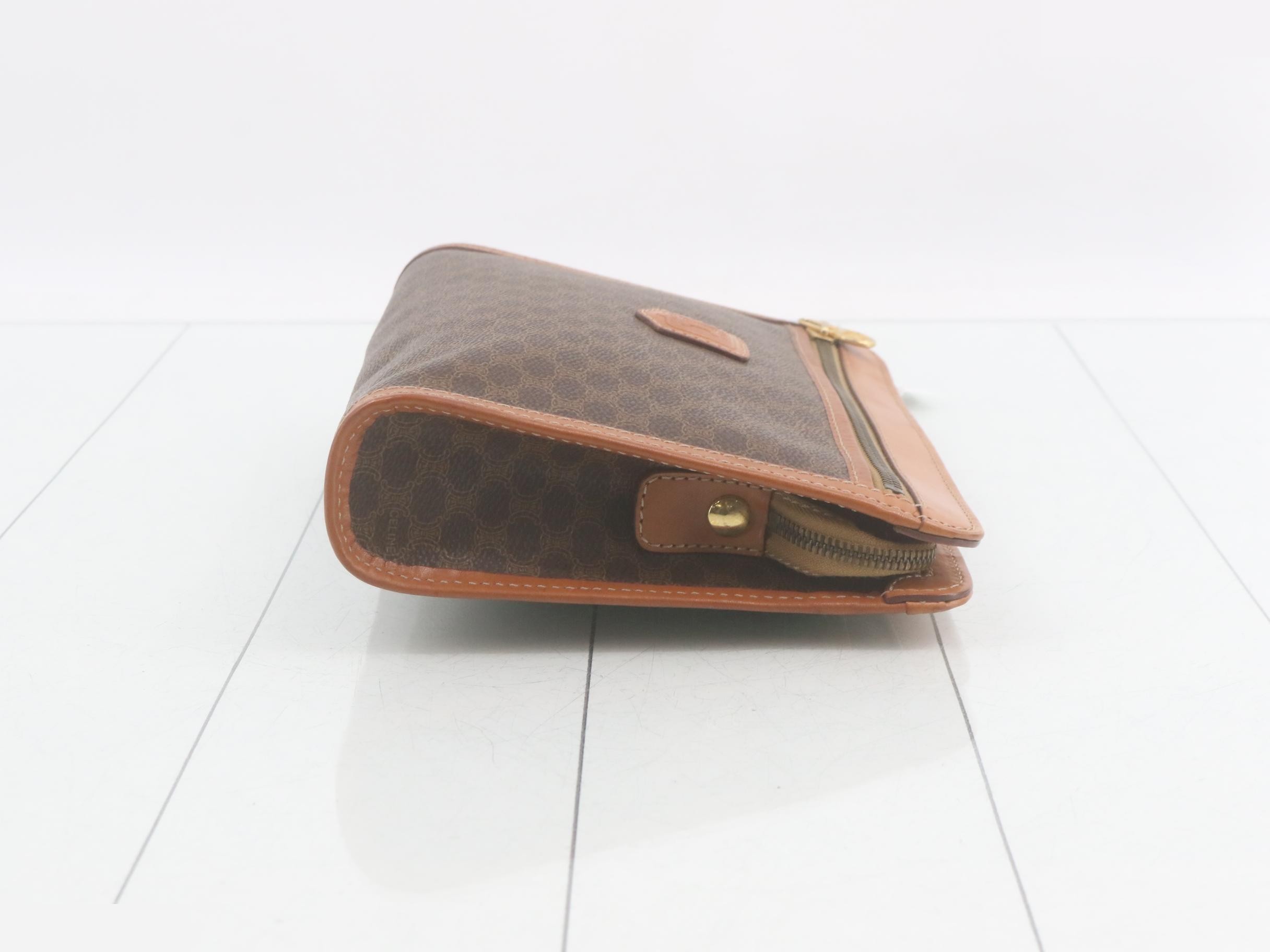 Macadam Clutch Bag, PVC/Leather, Brown — view 3