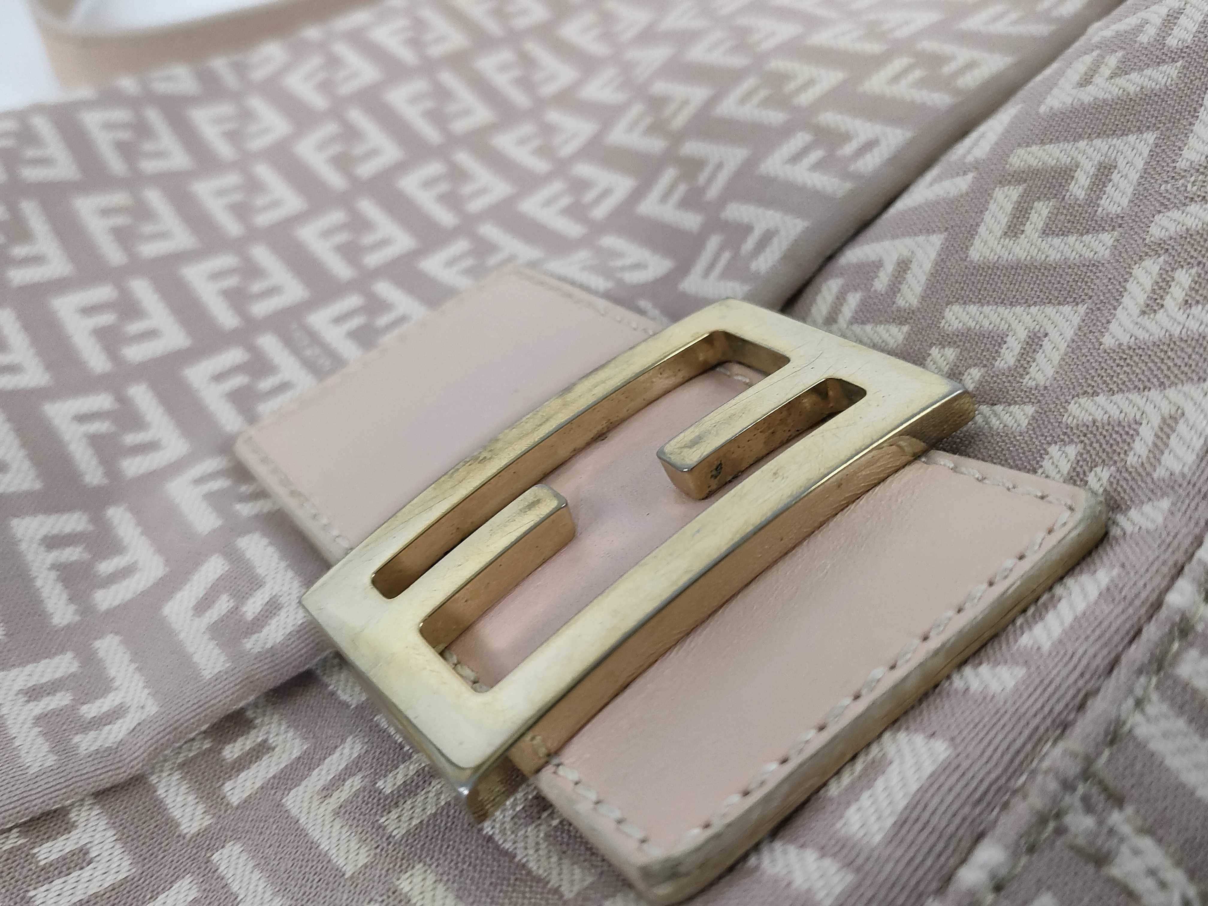 Zucca pattern Fendi Zucchino Mamma Bucket Canvas x Leather Shoulder Bag Pink x Beige 8BR001 Shoulder Bag — view 14
