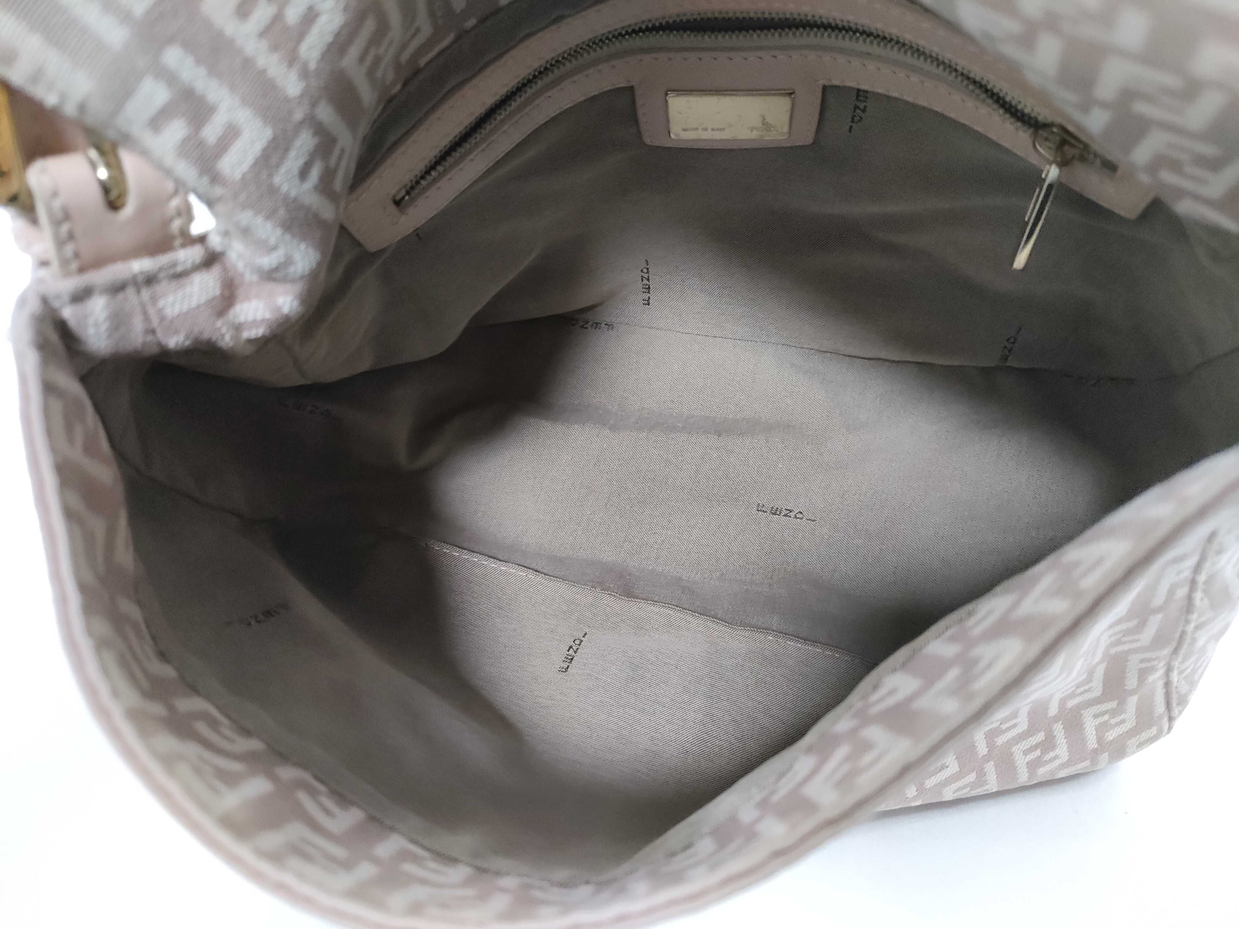 Zucca pattern Fendi Zucchino Mamma Bucket Canvas x Leather Shoulder Bag Pink x Beige 8BR001 Shoulder Bag — view 9