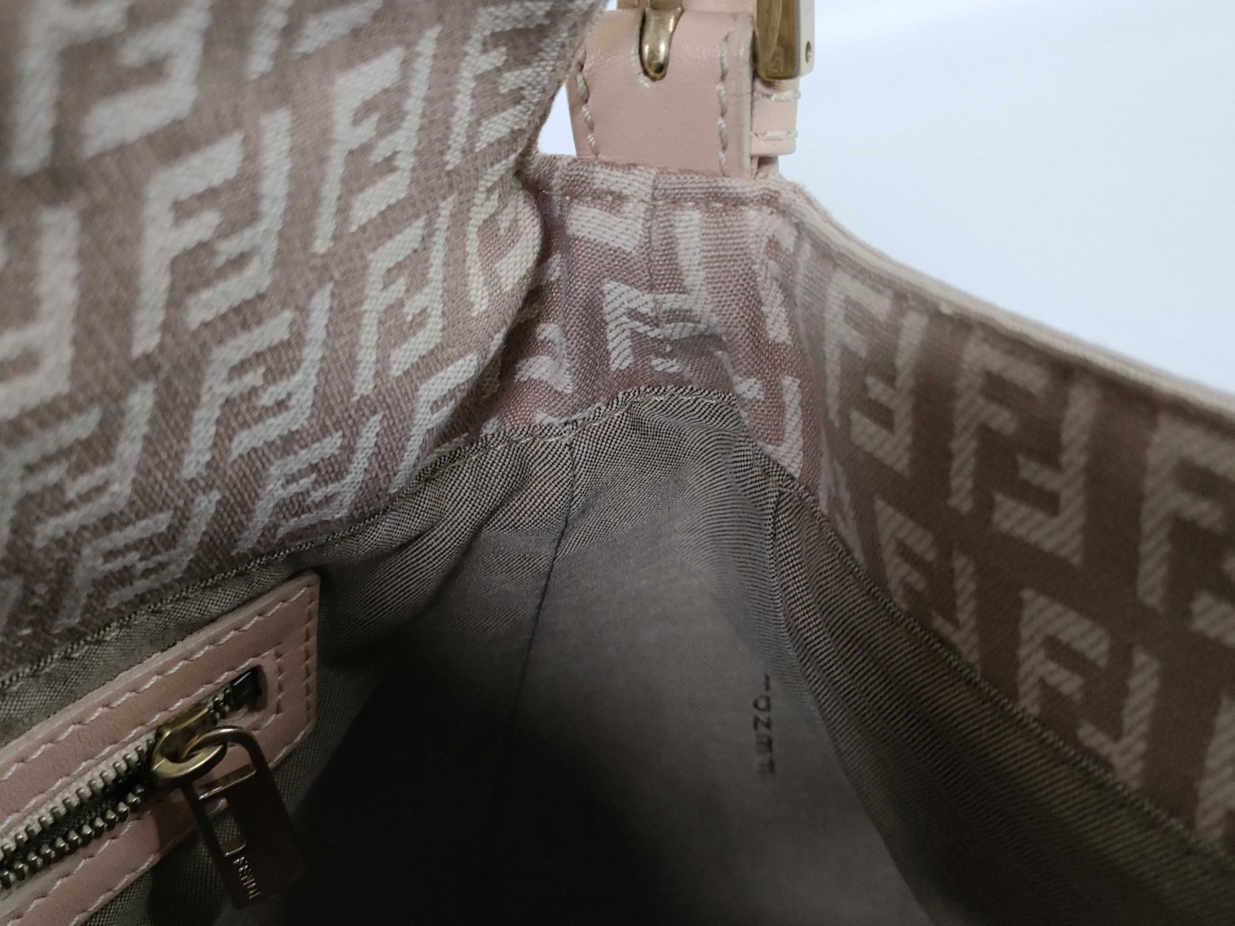 Zucca pattern Fendi Zucchino Mamma Bucket Canvas x Leather Shoulder Bag Pink x Beige 8BR001 Shoulder Bag — view 10