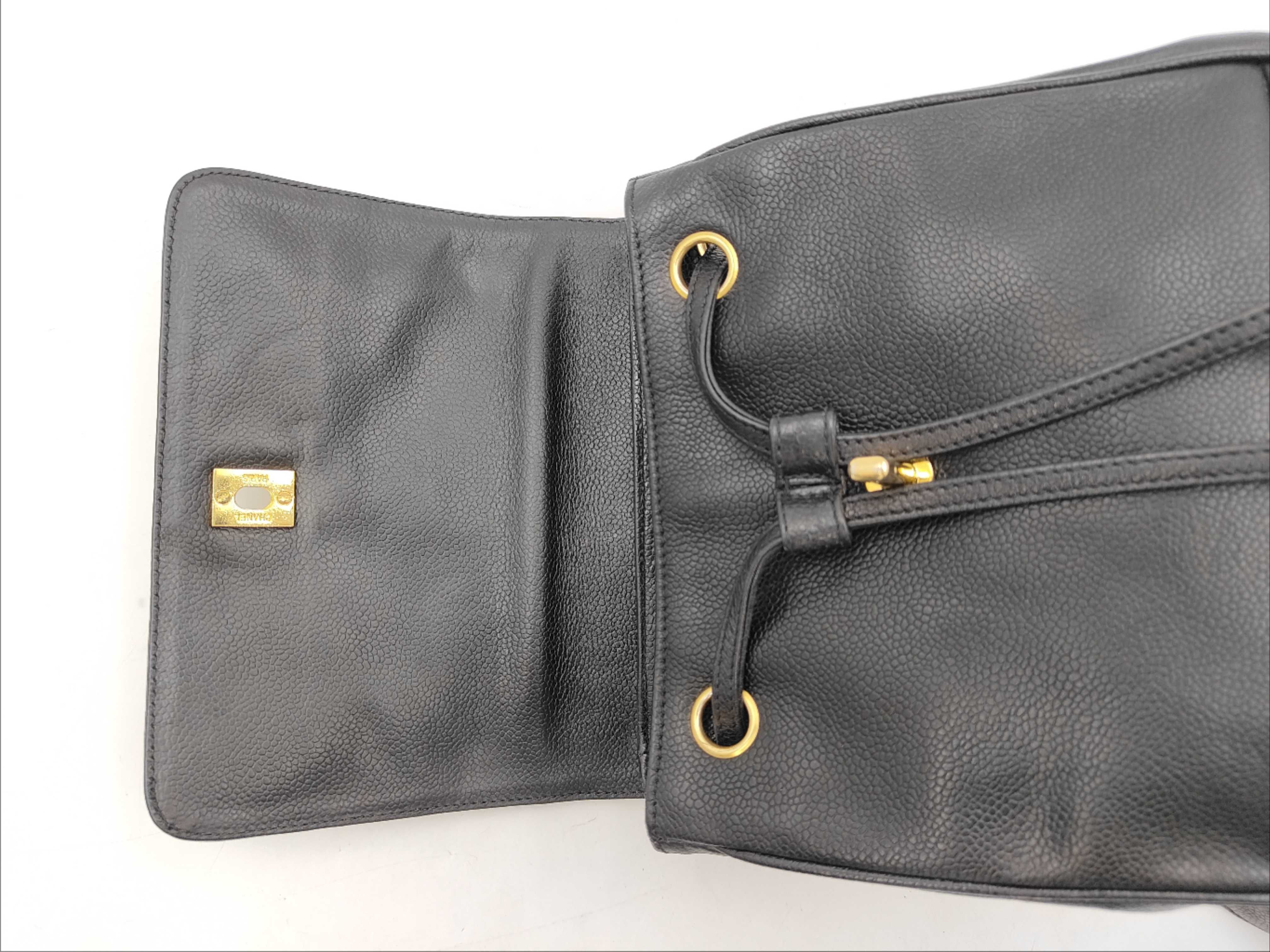 Triple Coco Turnlock Backpack, Caviar Leather, Gold Hardware, Black, 4267896 (Backpack) — view 10