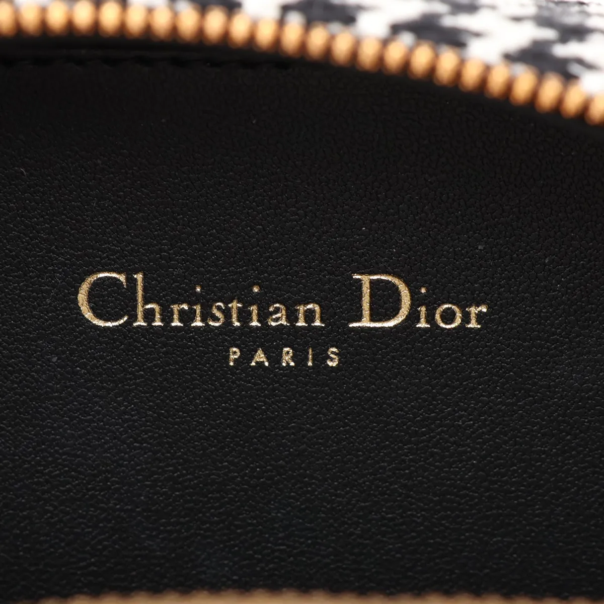 CD Logo Tweed x Leather Chain Shoulder Bag, Black x White — view 7