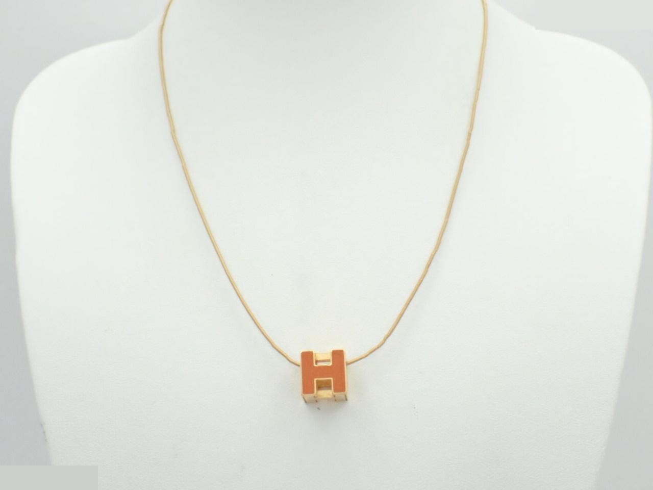 Necklace, Cage d'H, Orange and Gold, Neck circumference approximately 41cm — view 3