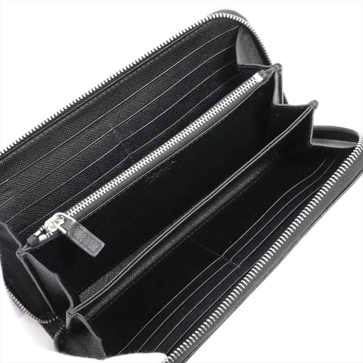 Saffiano 2ML317 Leather Round Zip Wallet, Black — view 3