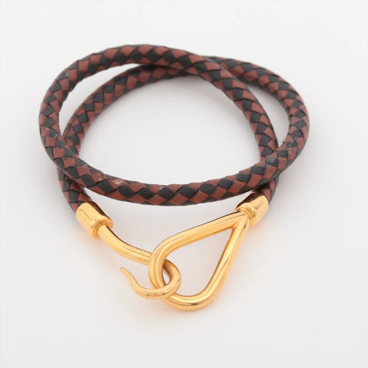 Jumbo Bracelet, GP x Leather, Gold x Brown,