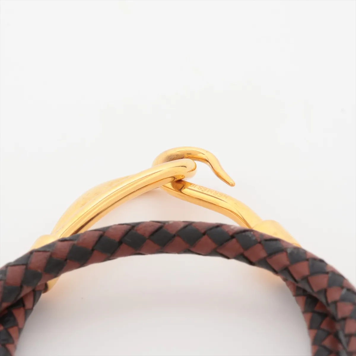 Jumbo Bracelet, GP x Leather, Gold x Brown, — view 4