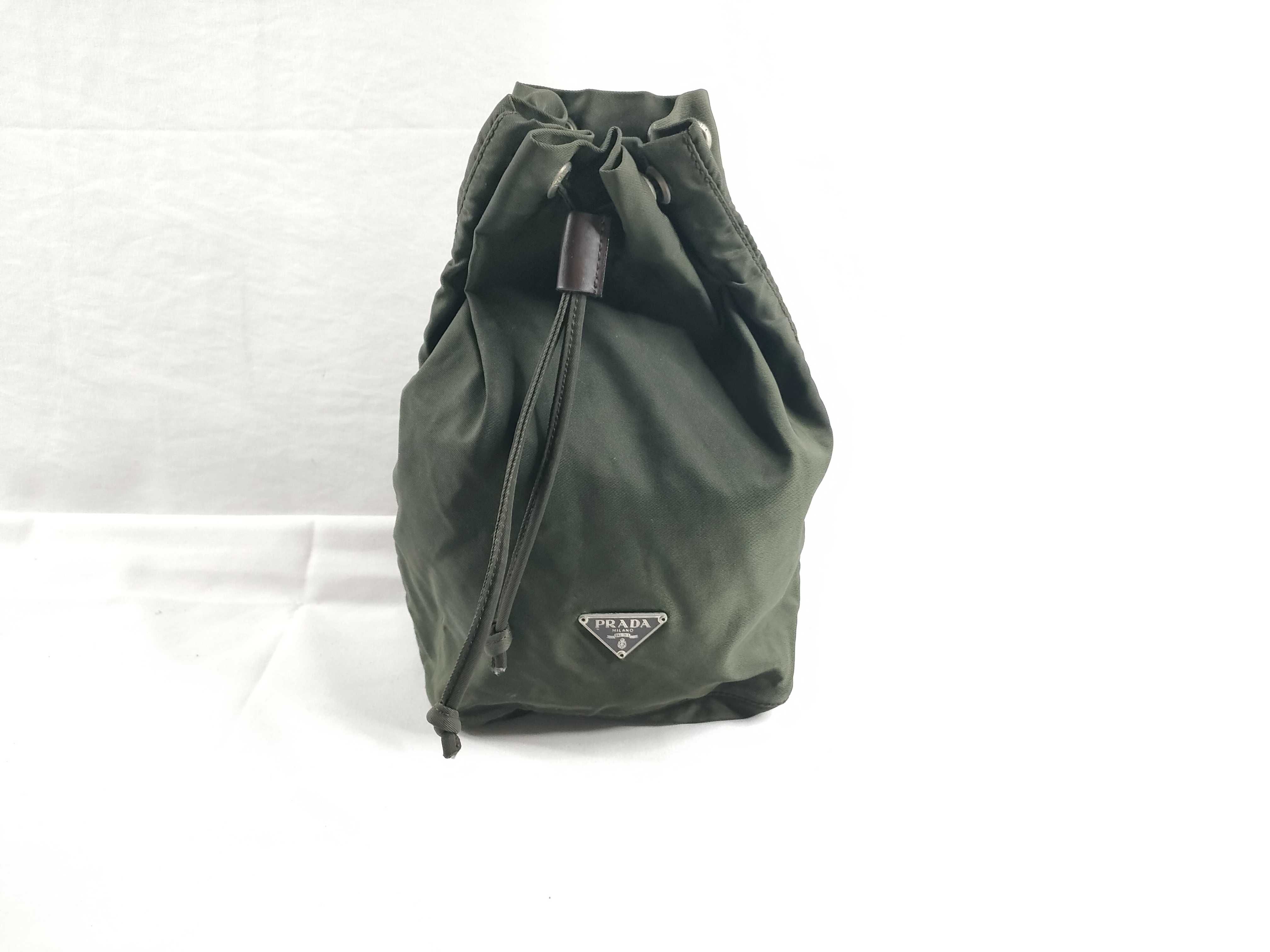 Nylon Prada Drawstring Bag MV369 Khaki Pouch