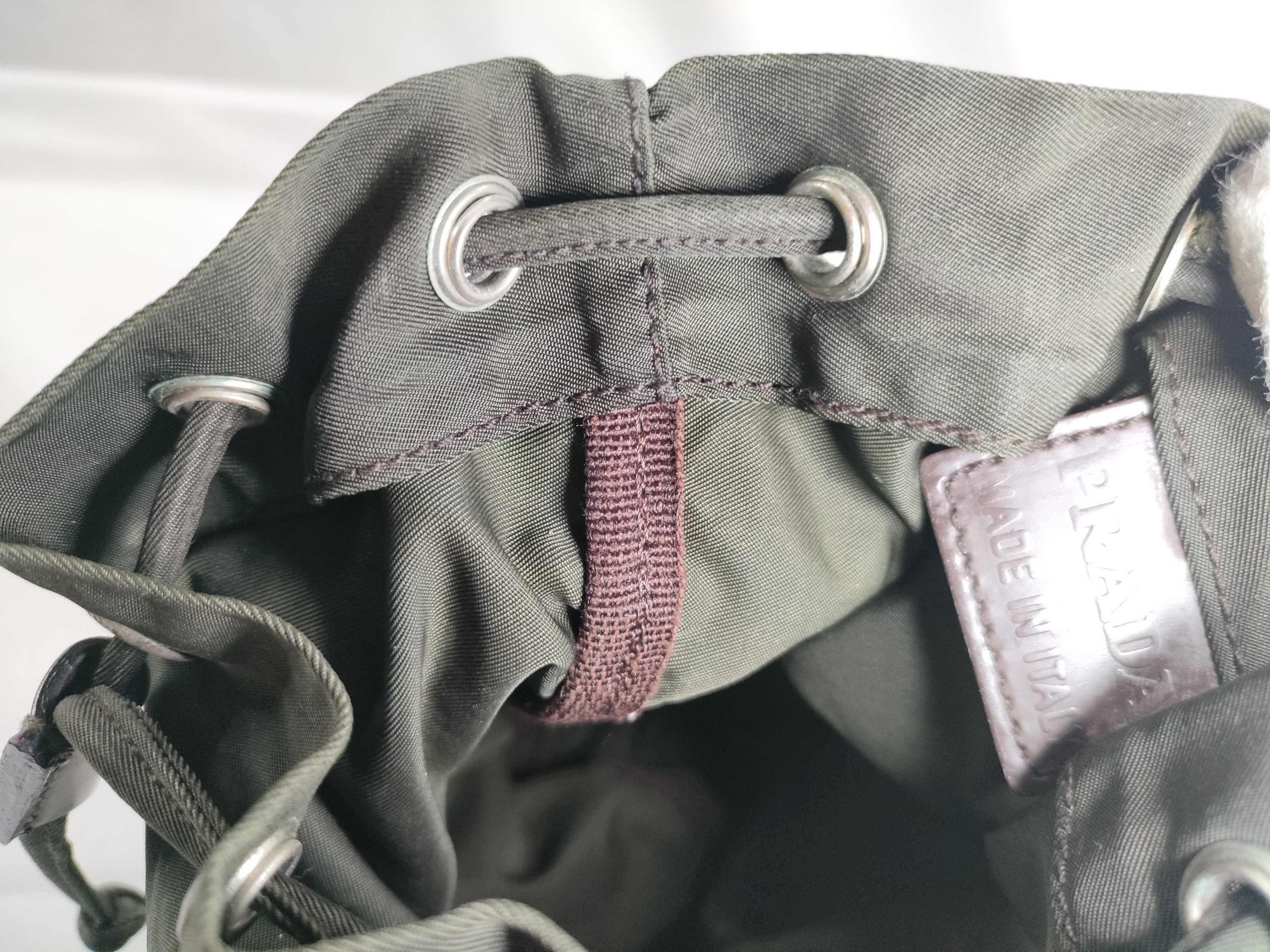 Nylon Prada Drawstring Bag MV369 Khaki Pouch — view 8