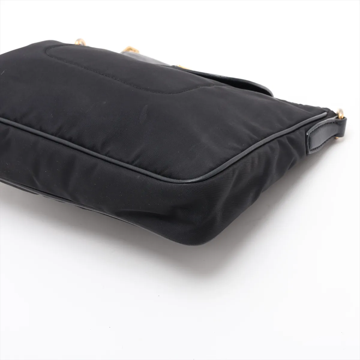 Tessuto Nylon x Leather Shoulder Bag, Black — view 3