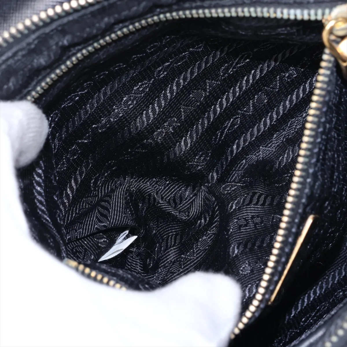 Tessuto Nylon x Leather Shoulder Bag, Black — view 7