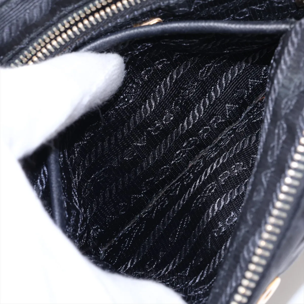Tessuto Nylon x Leather Shoulder Bag, Black — view 8