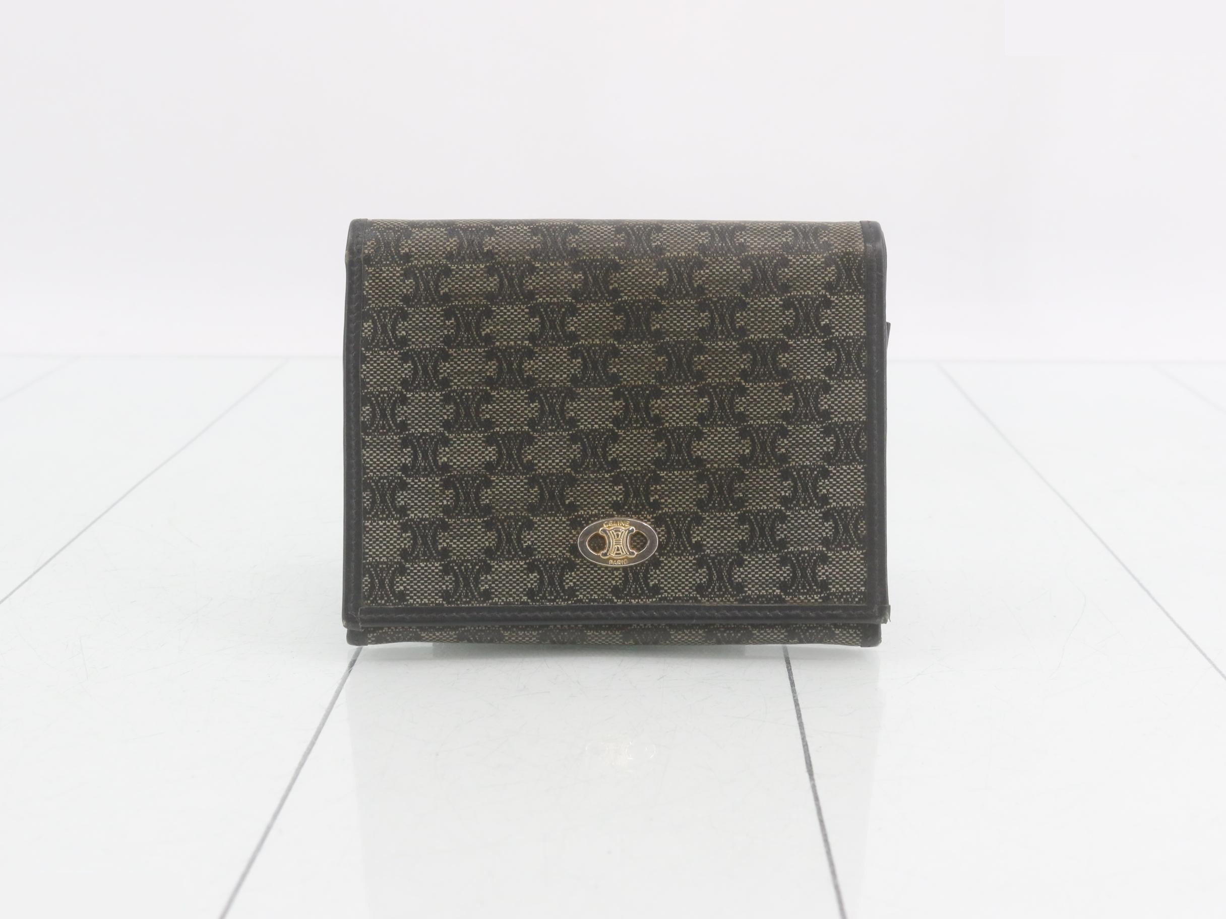 Vintage Triomphe PVC Bi-fold Wallet (Gray/Black)