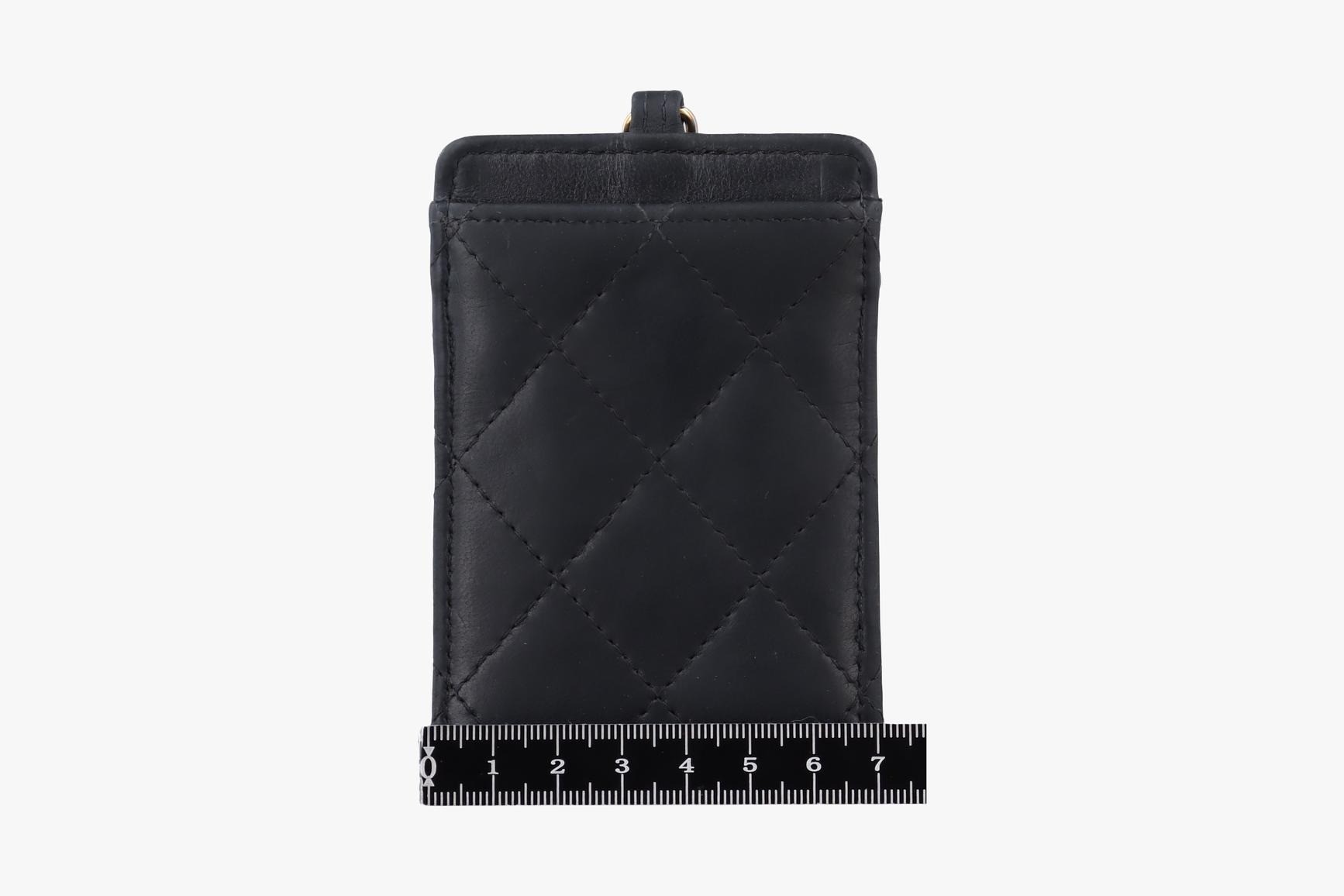 Coco Mark Matelassé Card Case, Lambskin, Black — view 2