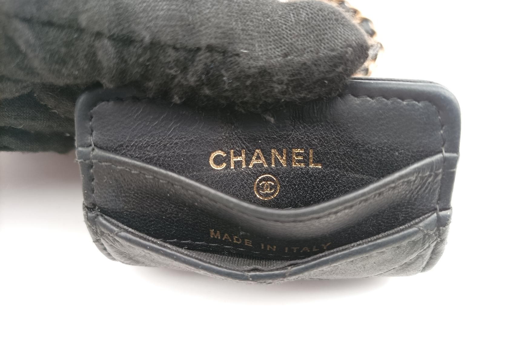 Coco Mark Matelassé Card Case, Lambskin, Black — view 7