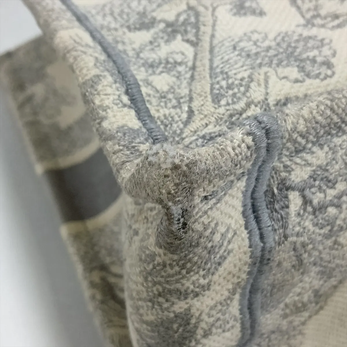 Toile de Jouy Embroidery Book Tote Medium Canvas Tote Bag, Gray, Lucky Star — view 13