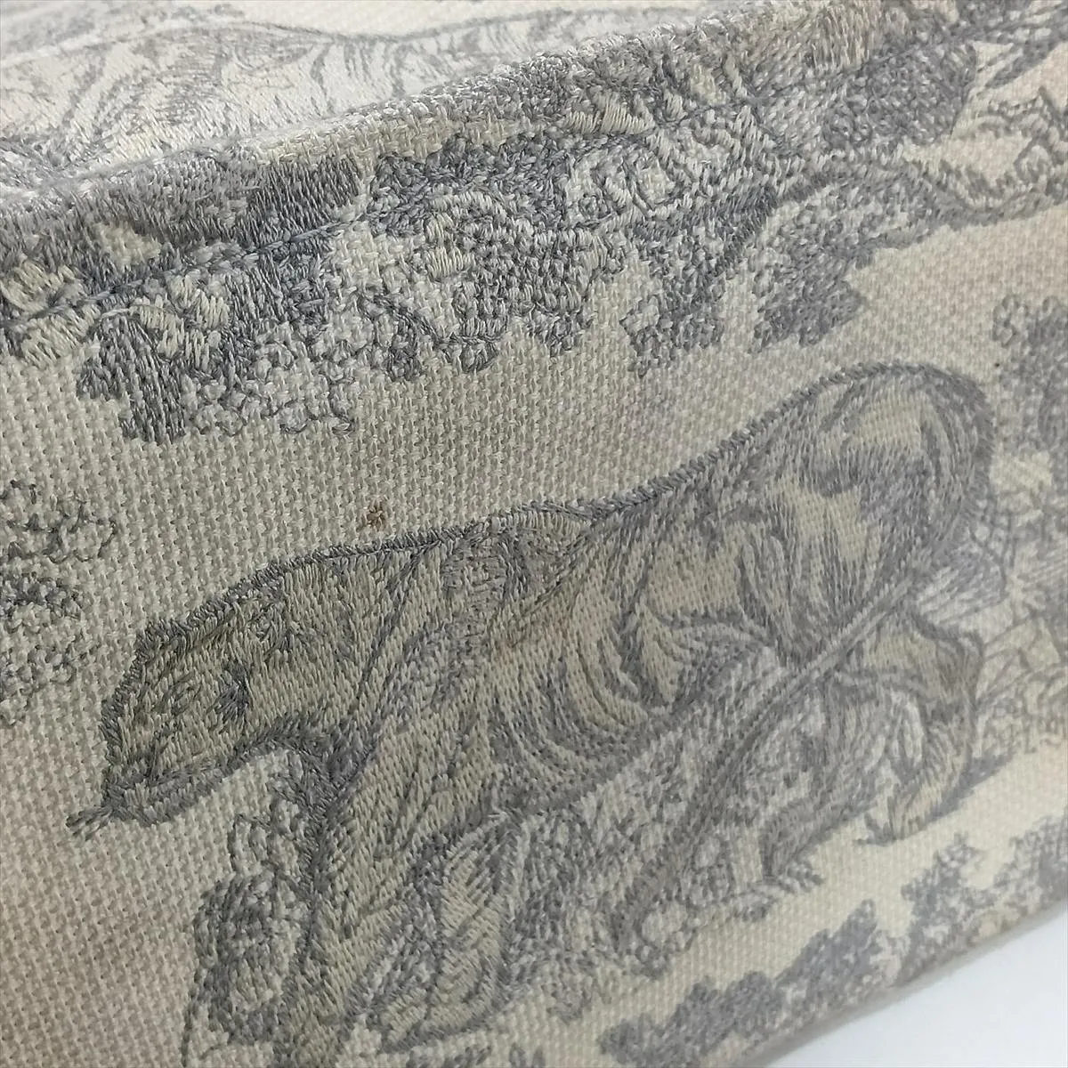 Toile de Jouy Embroidery Book Tote Medium Canvas Tote Bag, Gray, Lucky Star — view 14