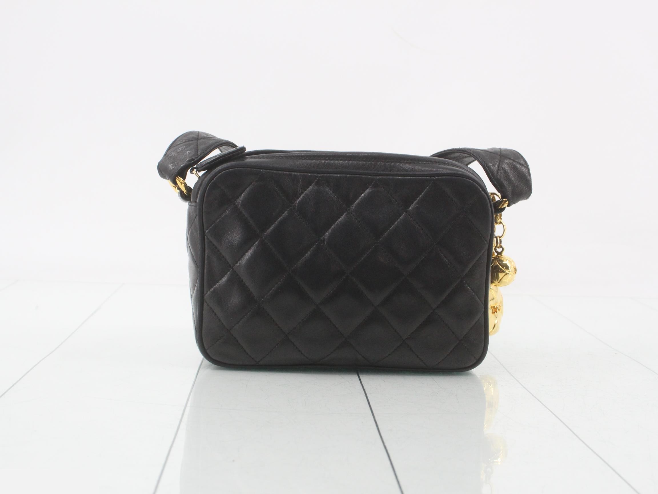 Matelassé Classic Small Camera Bag, Lambskin, Black, Series 2, W18cm — view 2