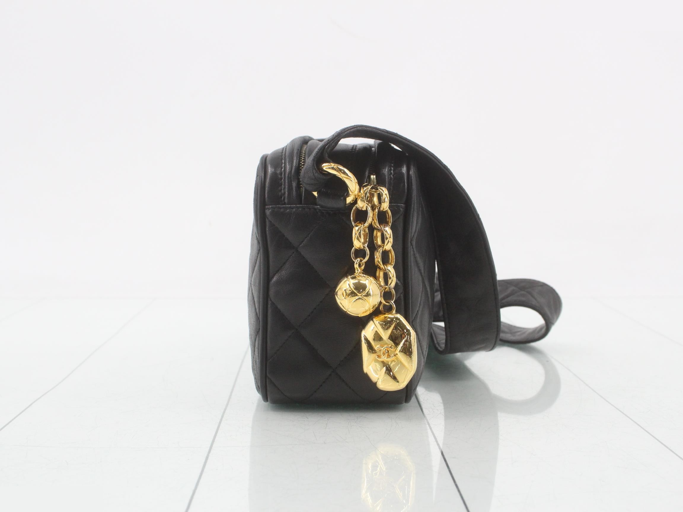 Matelassé Classic Small Camera Bag, Lambskin, Black, Series 2, W18cm — view 4