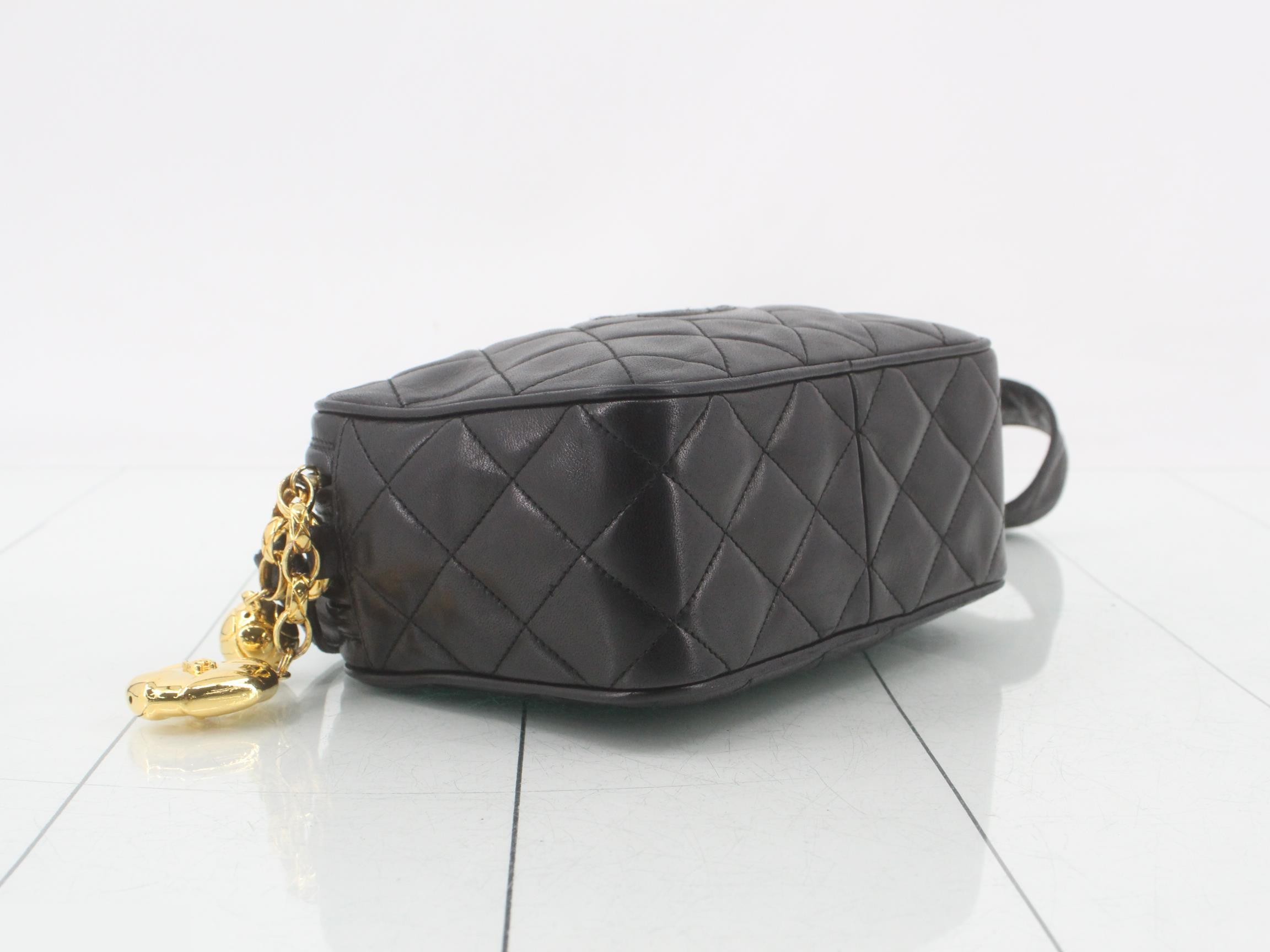 Matelassé Classic Small Camera Bag, Lambskin, Black, Series 2, W18cm — view 5