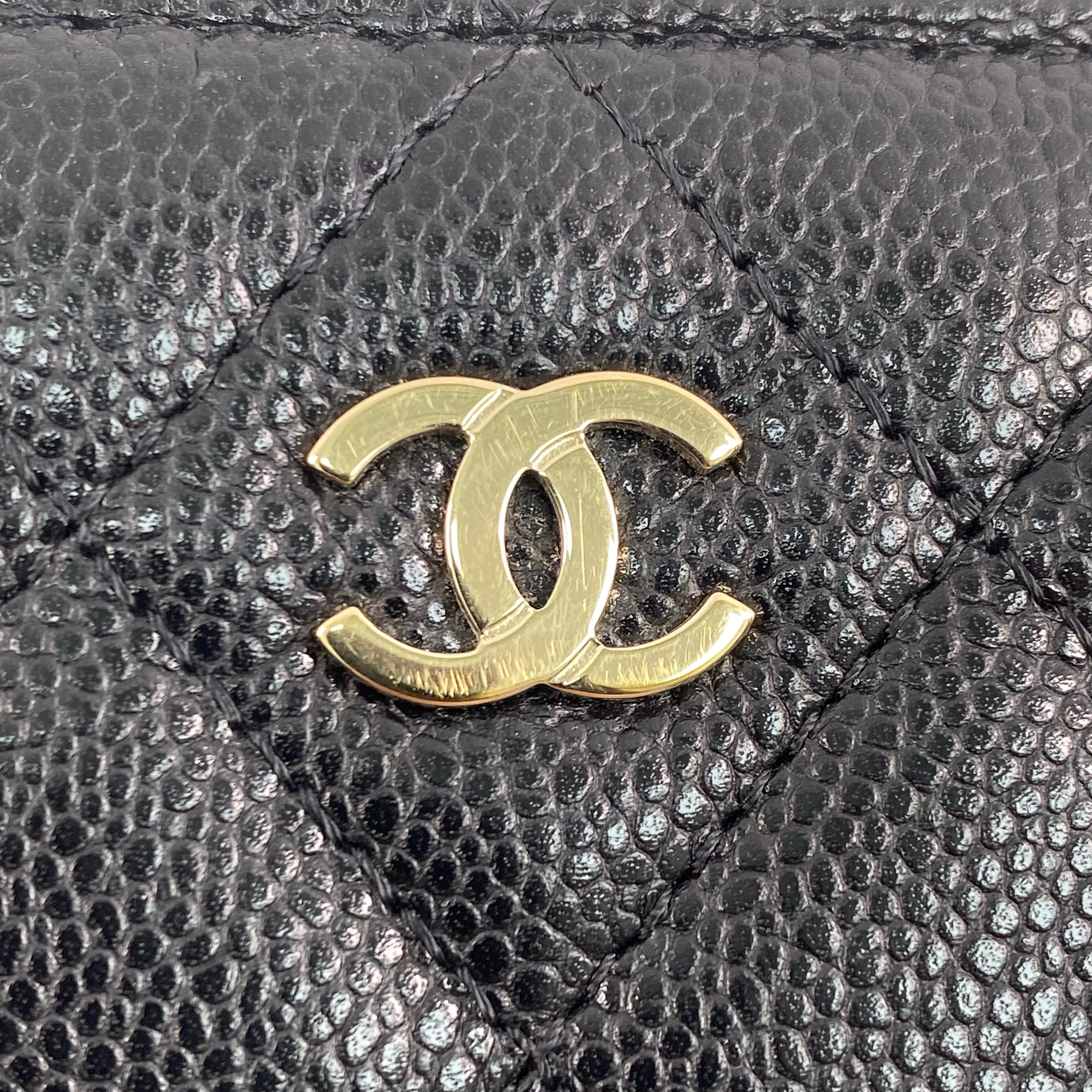 【*Shipped from: Hong Kong*】CHANEL ( ) Black Caviar Skin Bi-fold Wallet AP3388 Billfold — view 12