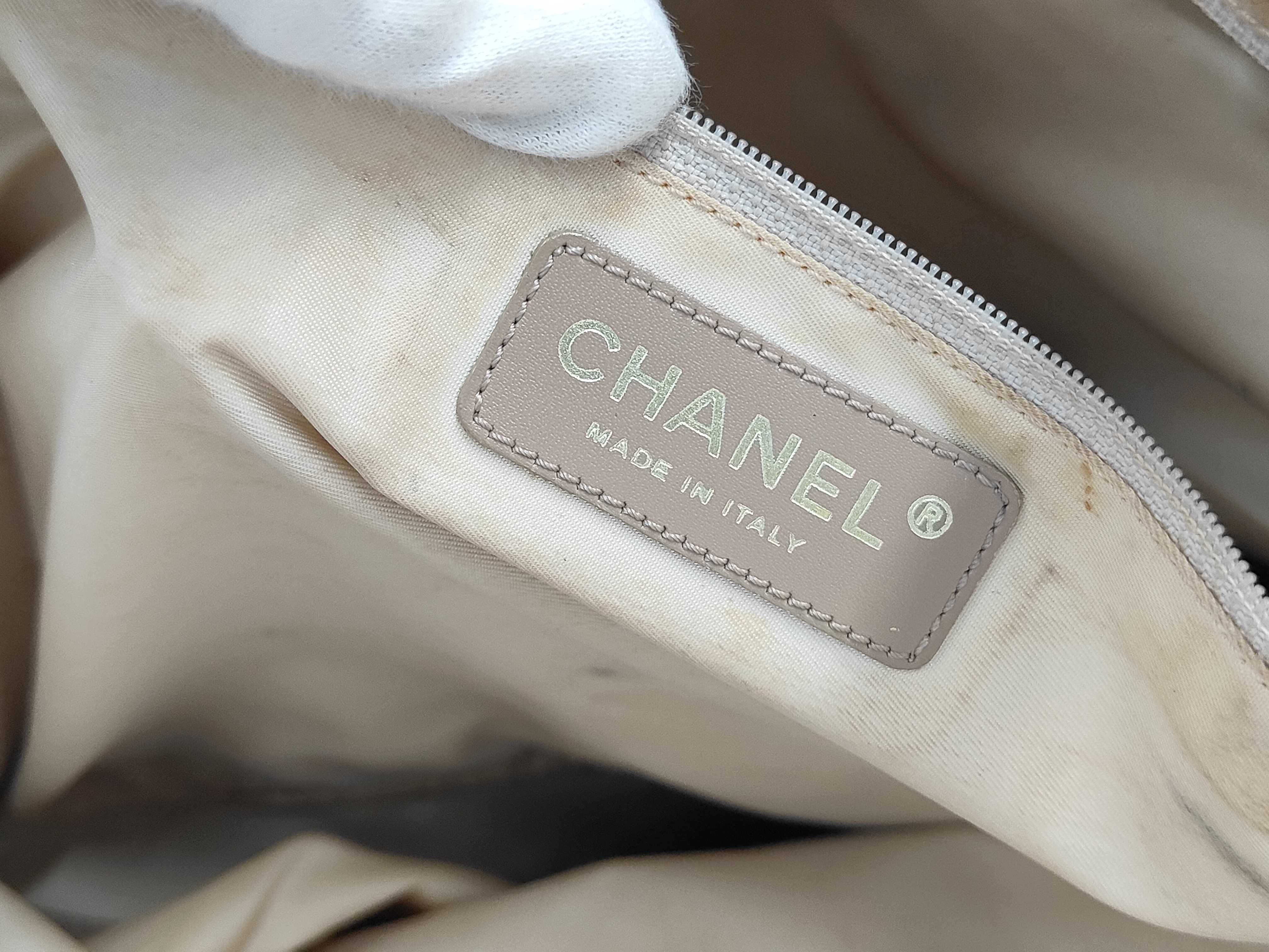 New Travel Line Canvas x Leather Tote Bag, Beige, Gold Hardware, 10250186 (Serial Number in the 10s) — view 12