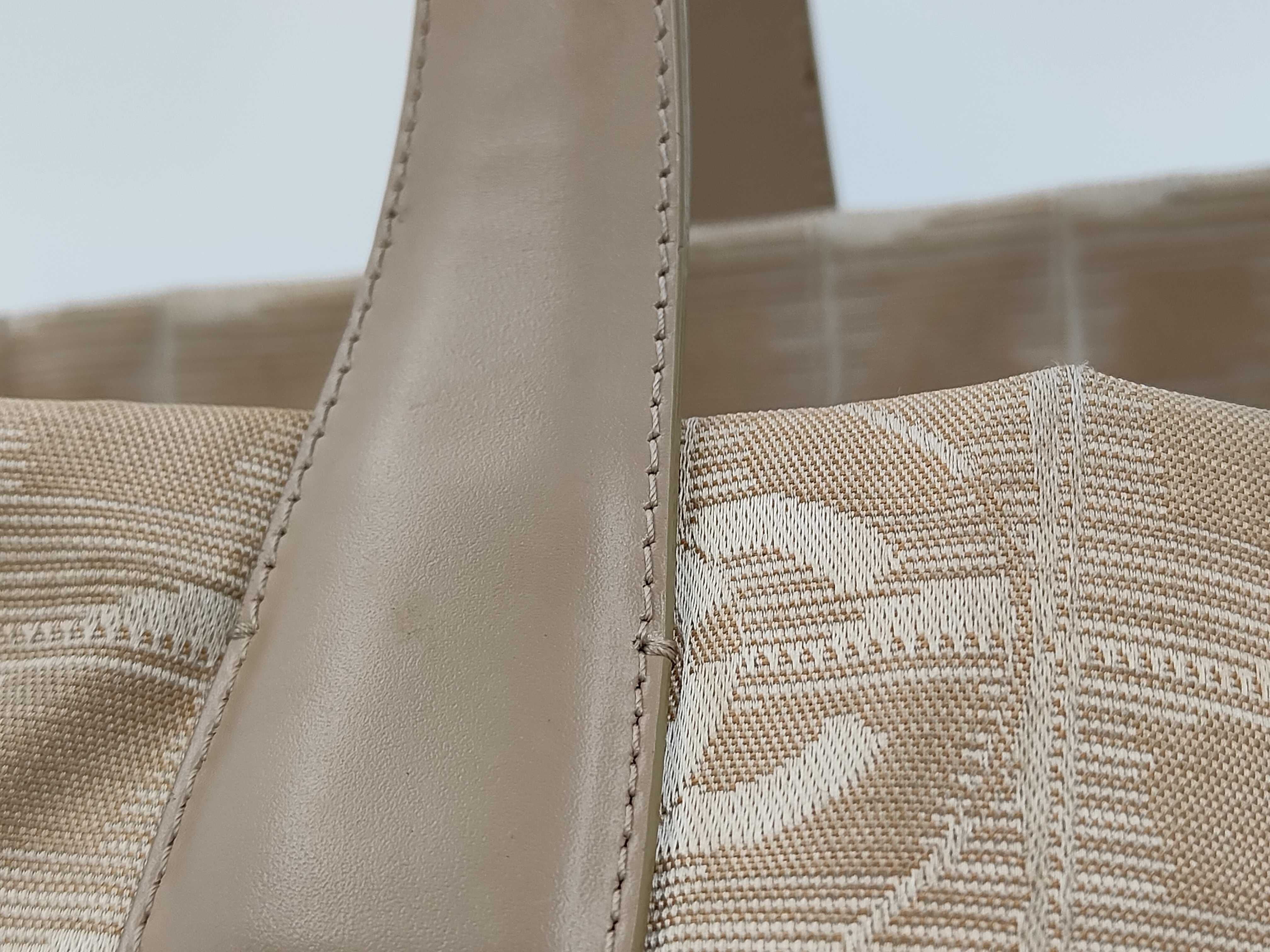 New Travel Line Canvas x Leather Tote Bag, Beige, Gold Hardware, 10250186 (Serial Number in the 10s) — view 4