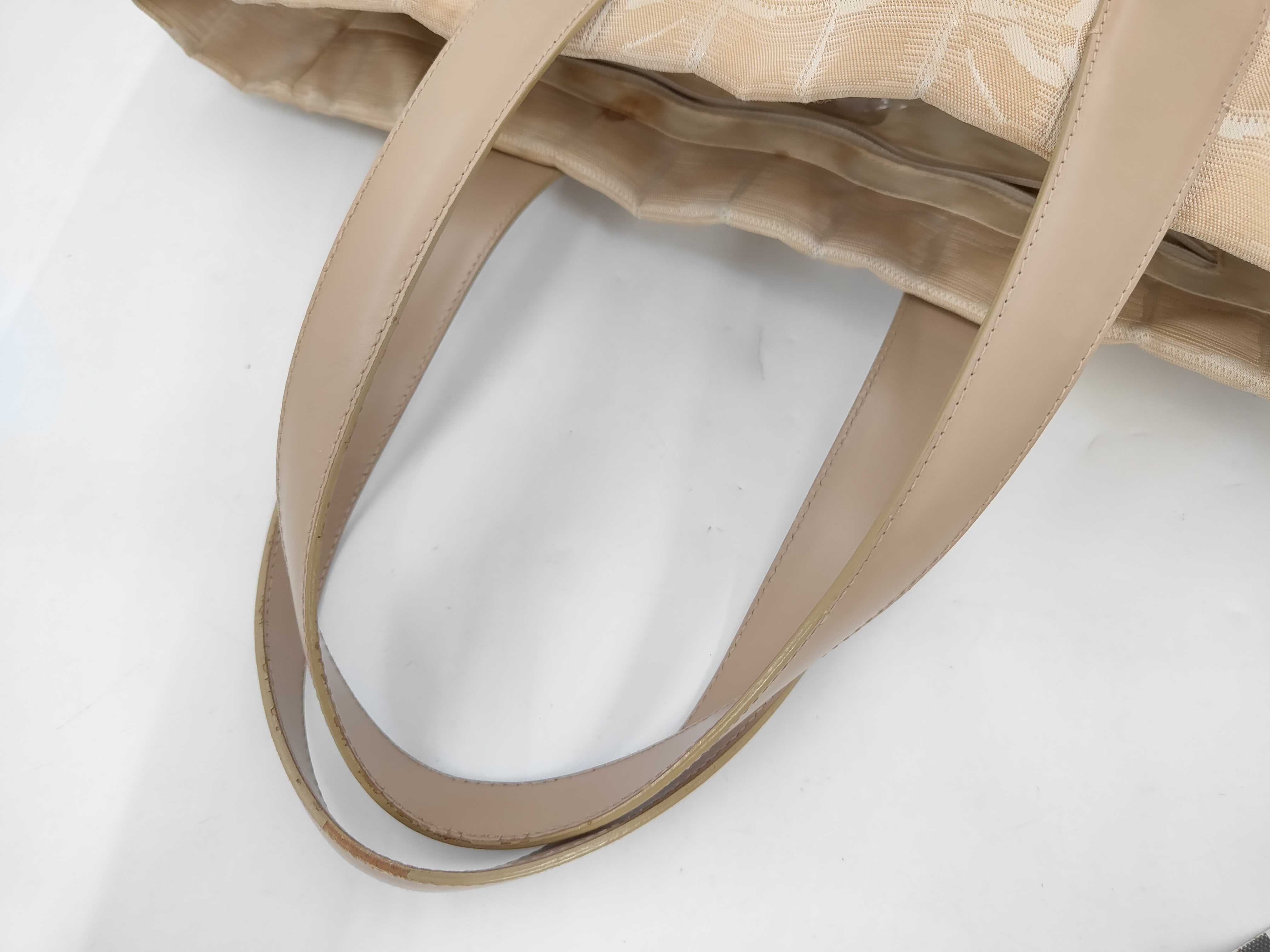 New Travel Line Canvas x Leather Tote Bag, Beige, Gold Hardware, 10250186 (Serial Number in the 10s) — view 5