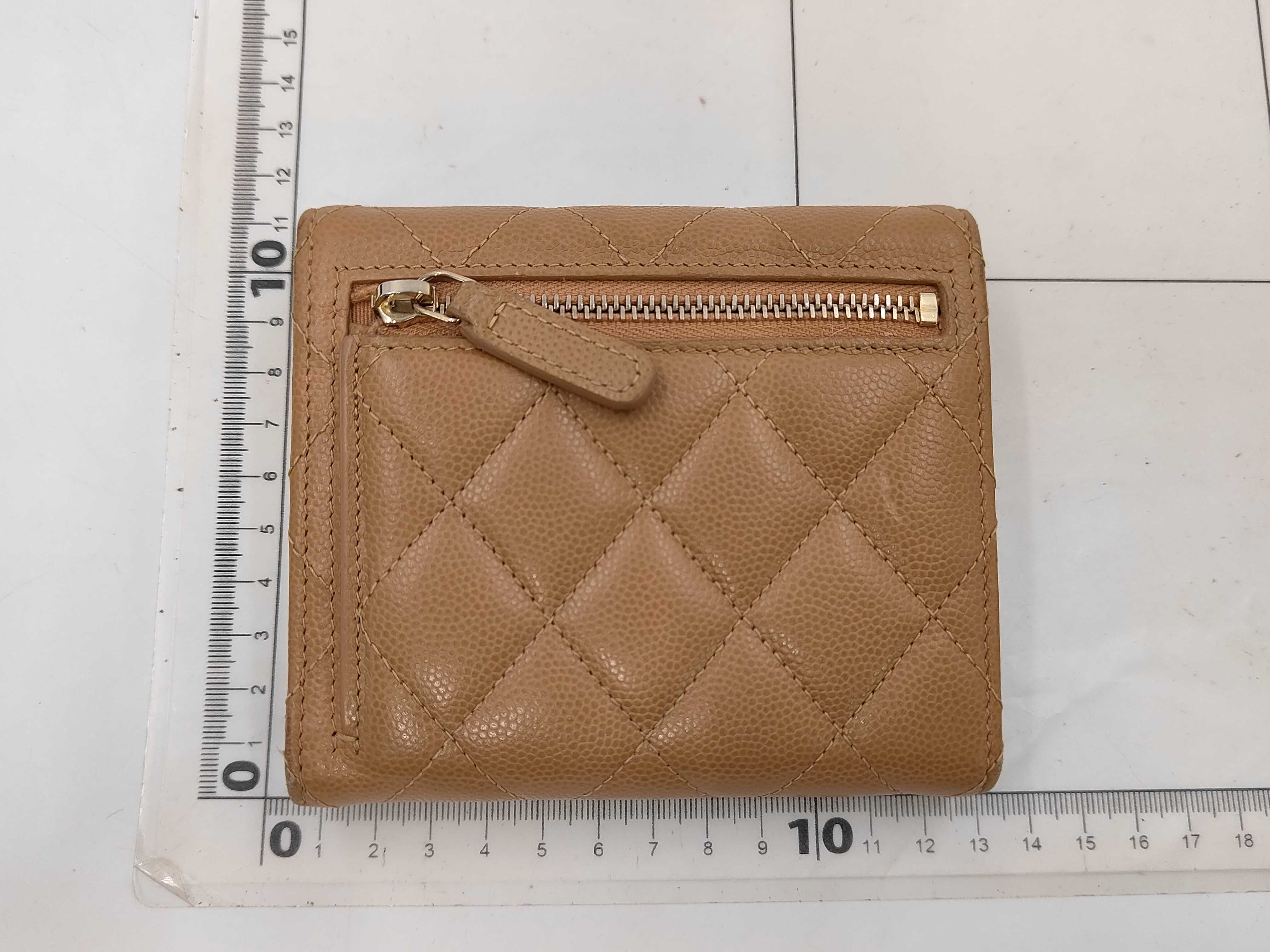 beige caviar leather wallet — view 2
