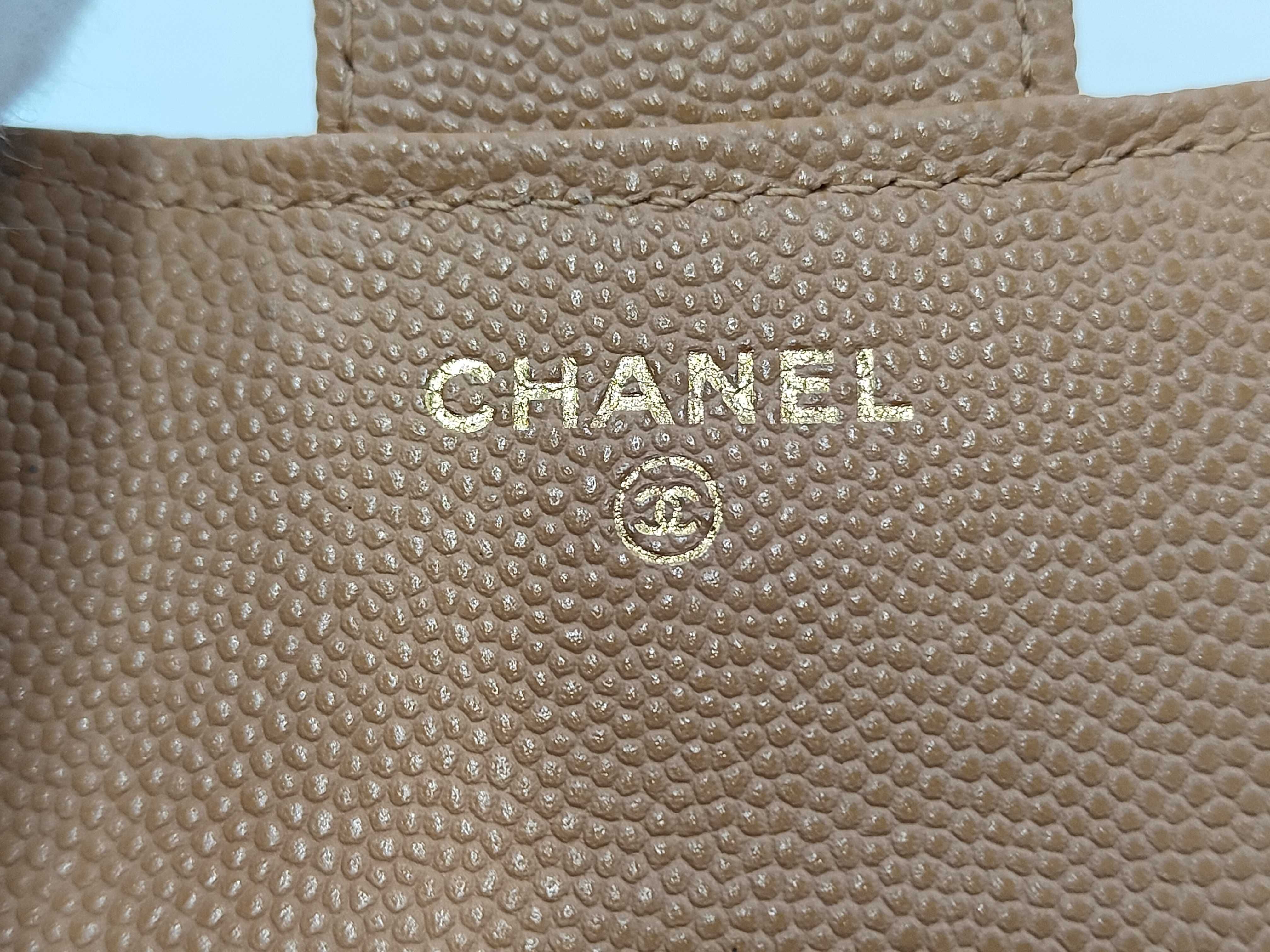 beige caviar leather wallet — view 11