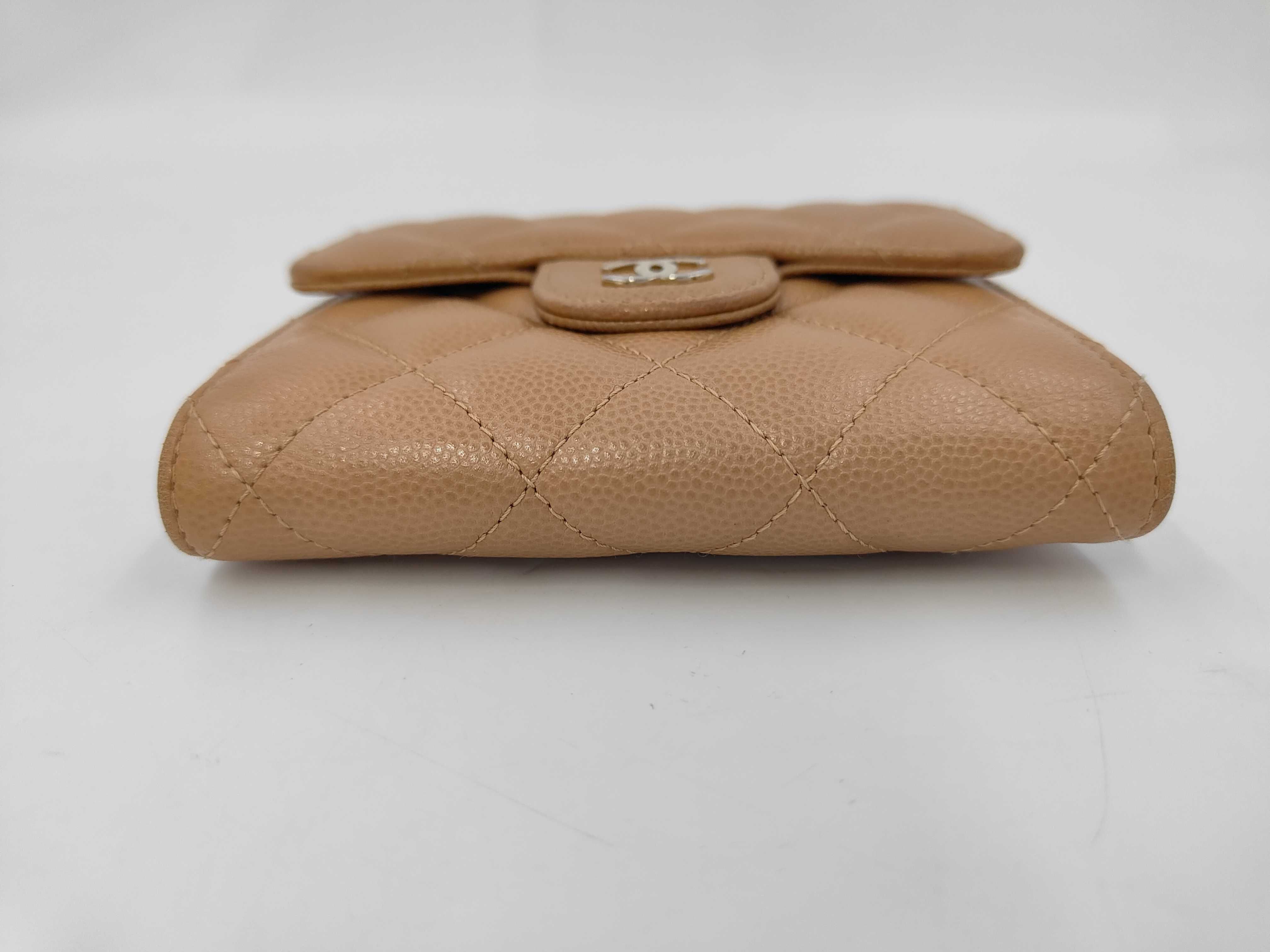 beige caviar leather wallet — view 3