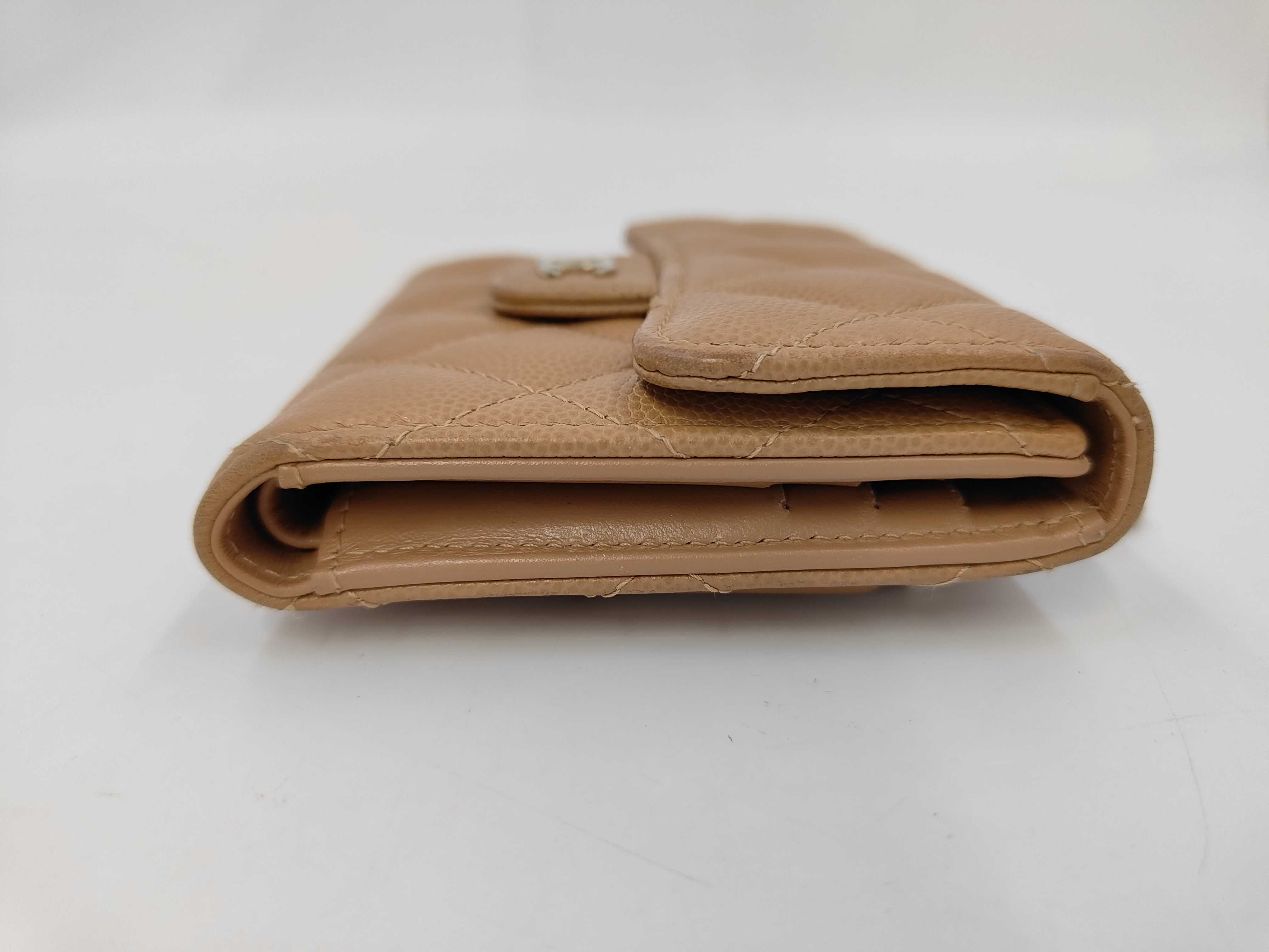 beige caviar leather wallet — view 4