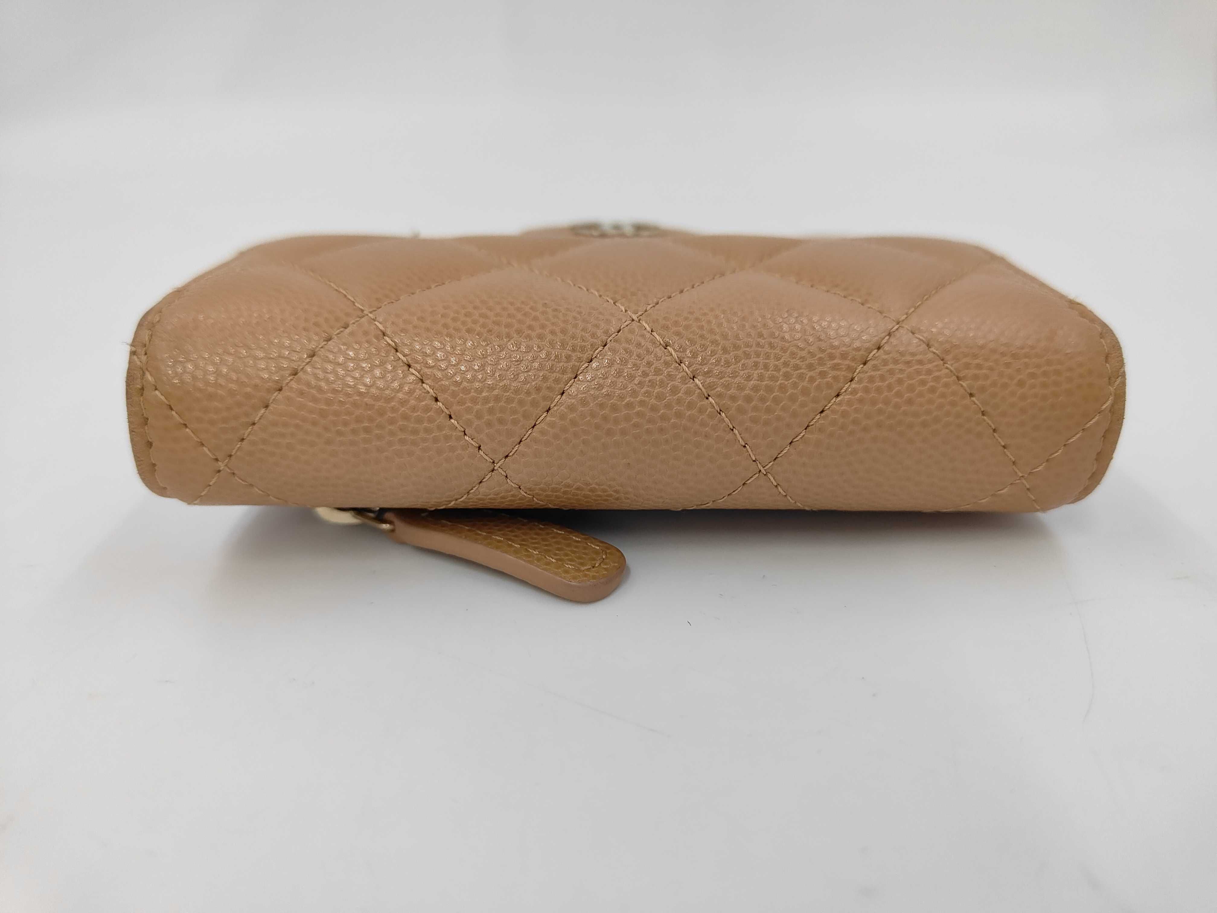 beige caviar leather wallet — view 5