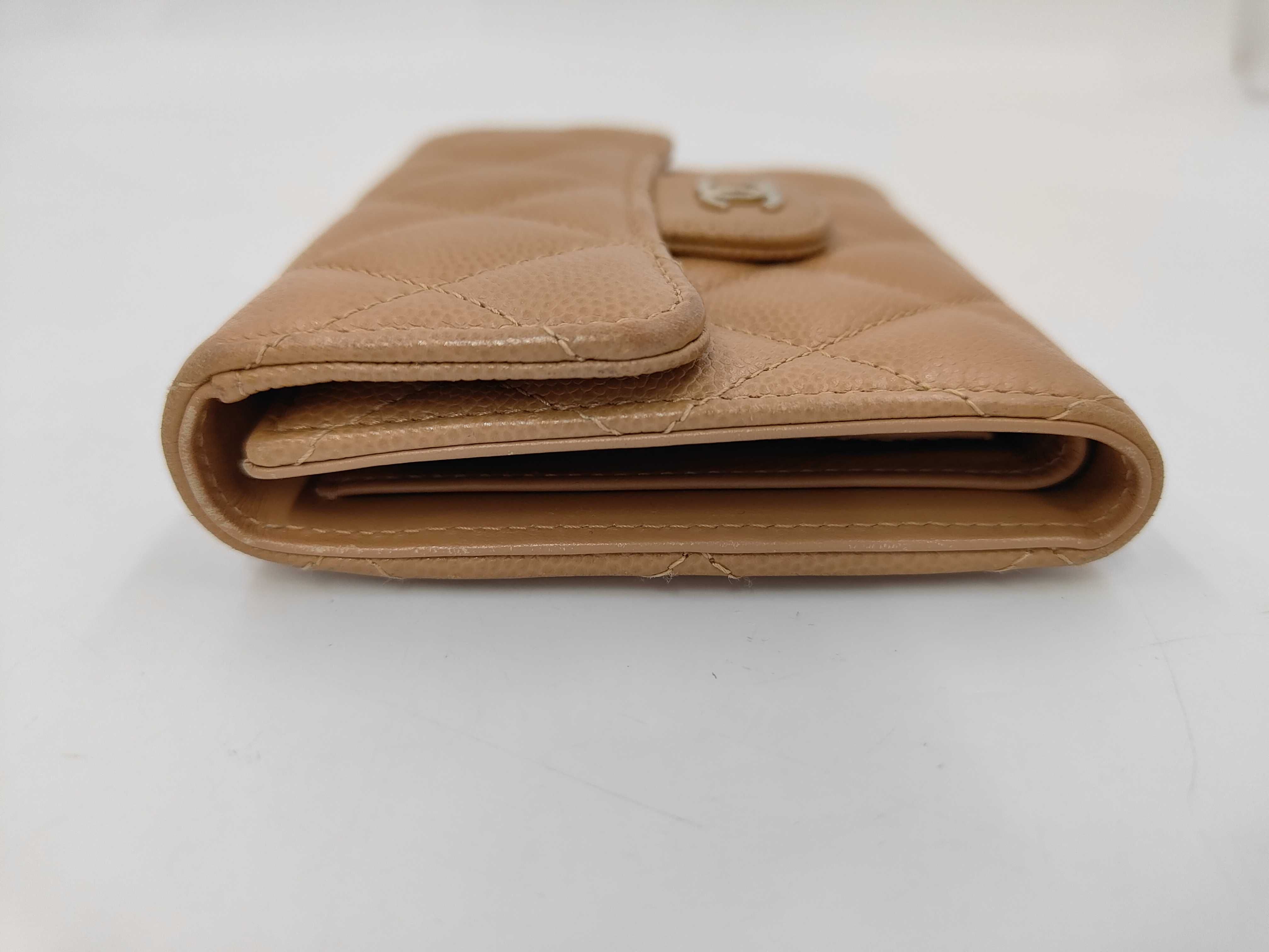 beige caviar leather wallet — view 6