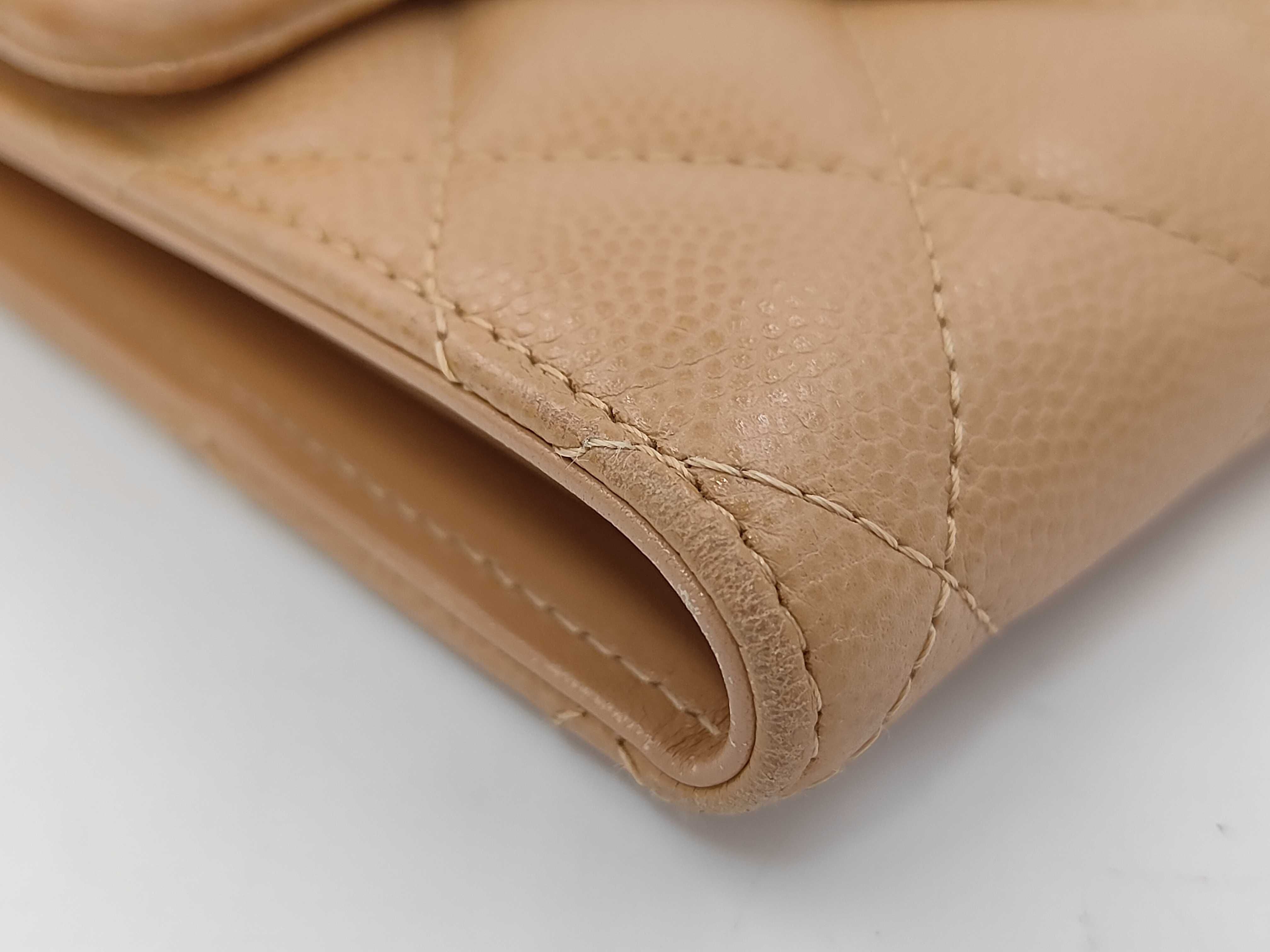 beige caviar leather wallet — view 7