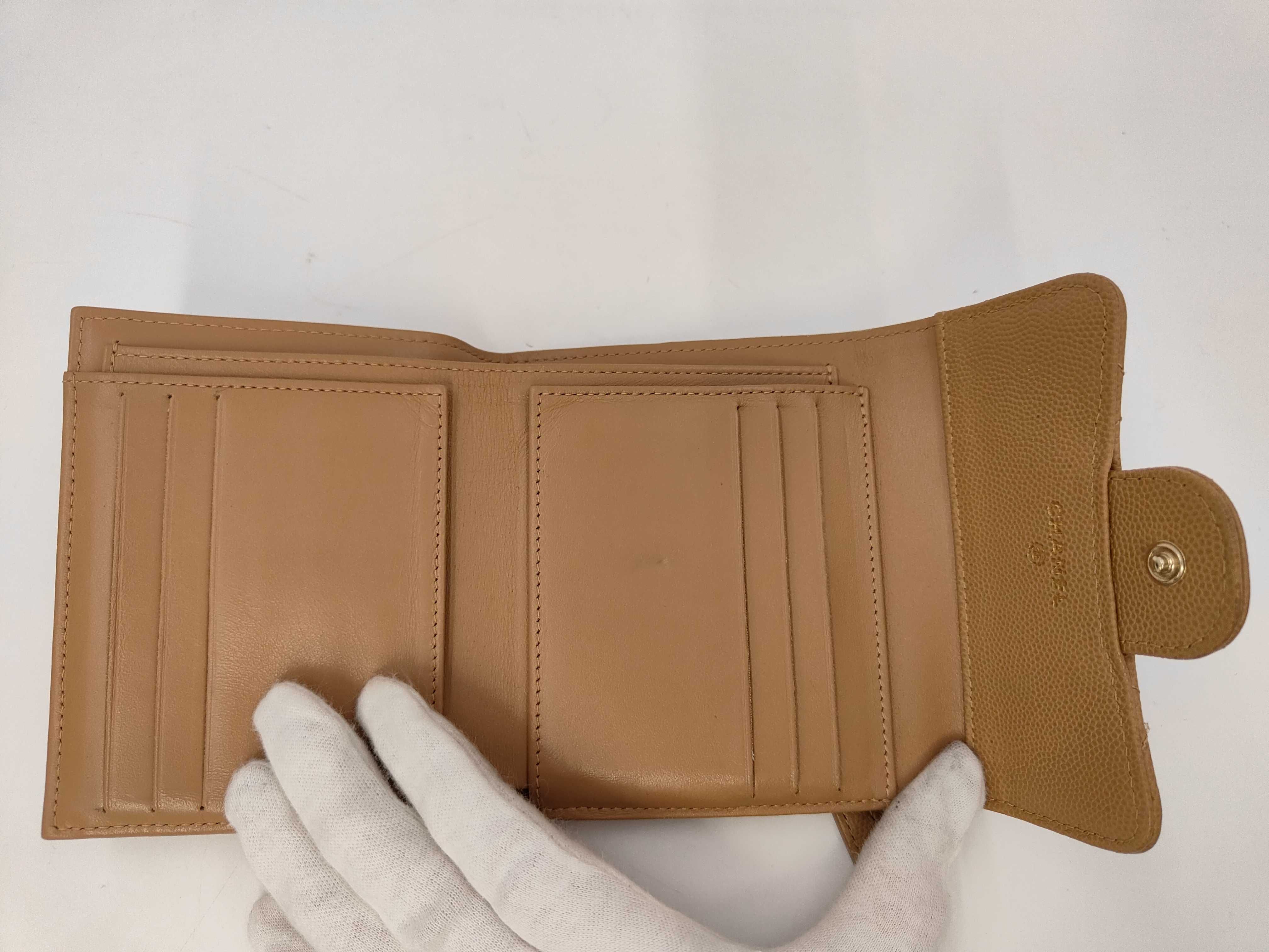 beige caviar leather wallet — view 8