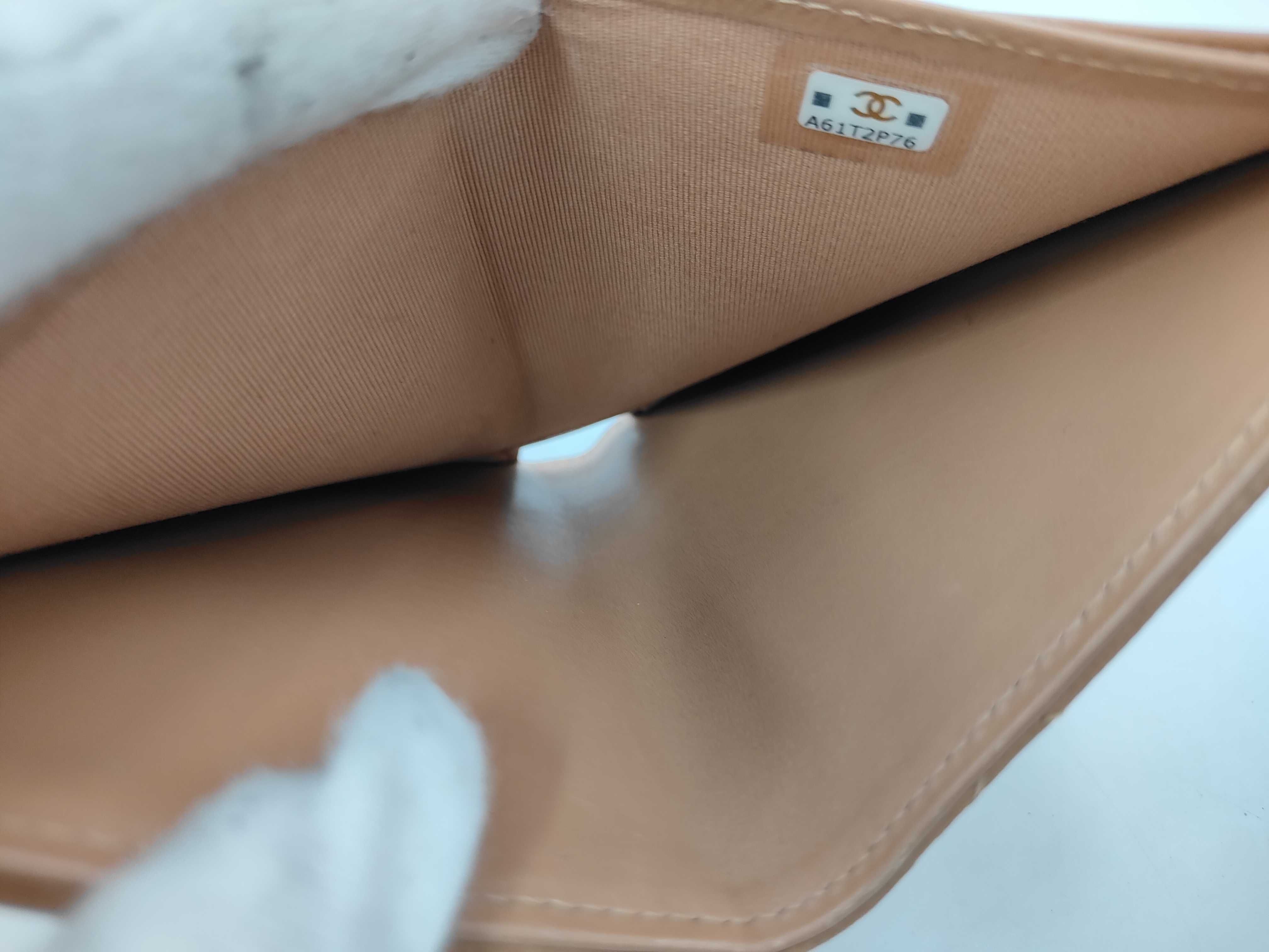 beige caviar leather wallet — view 9