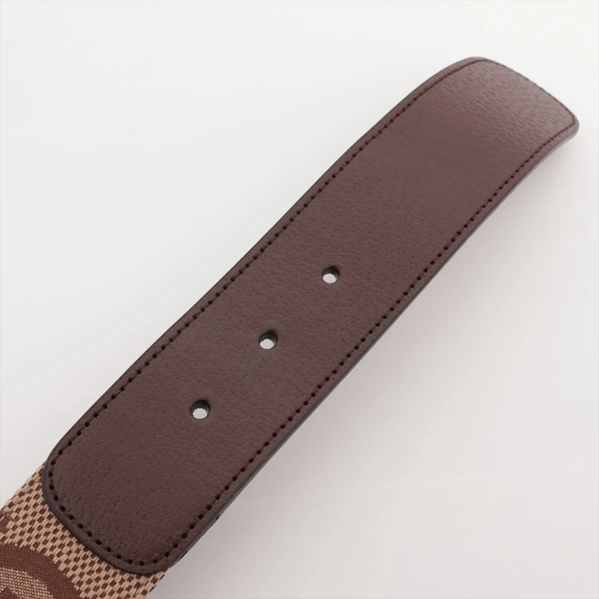 400593 GG Marmont Belt, size 65, canvas and leather, beige and brown. Shows signs of wear: — view 3