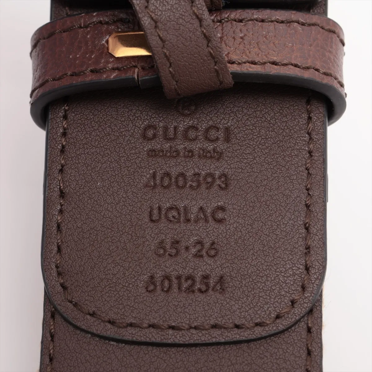 400593 GG Marmont Belt, size 65, canvas and leather, beige and brown. Shows signs of wear: — view 5