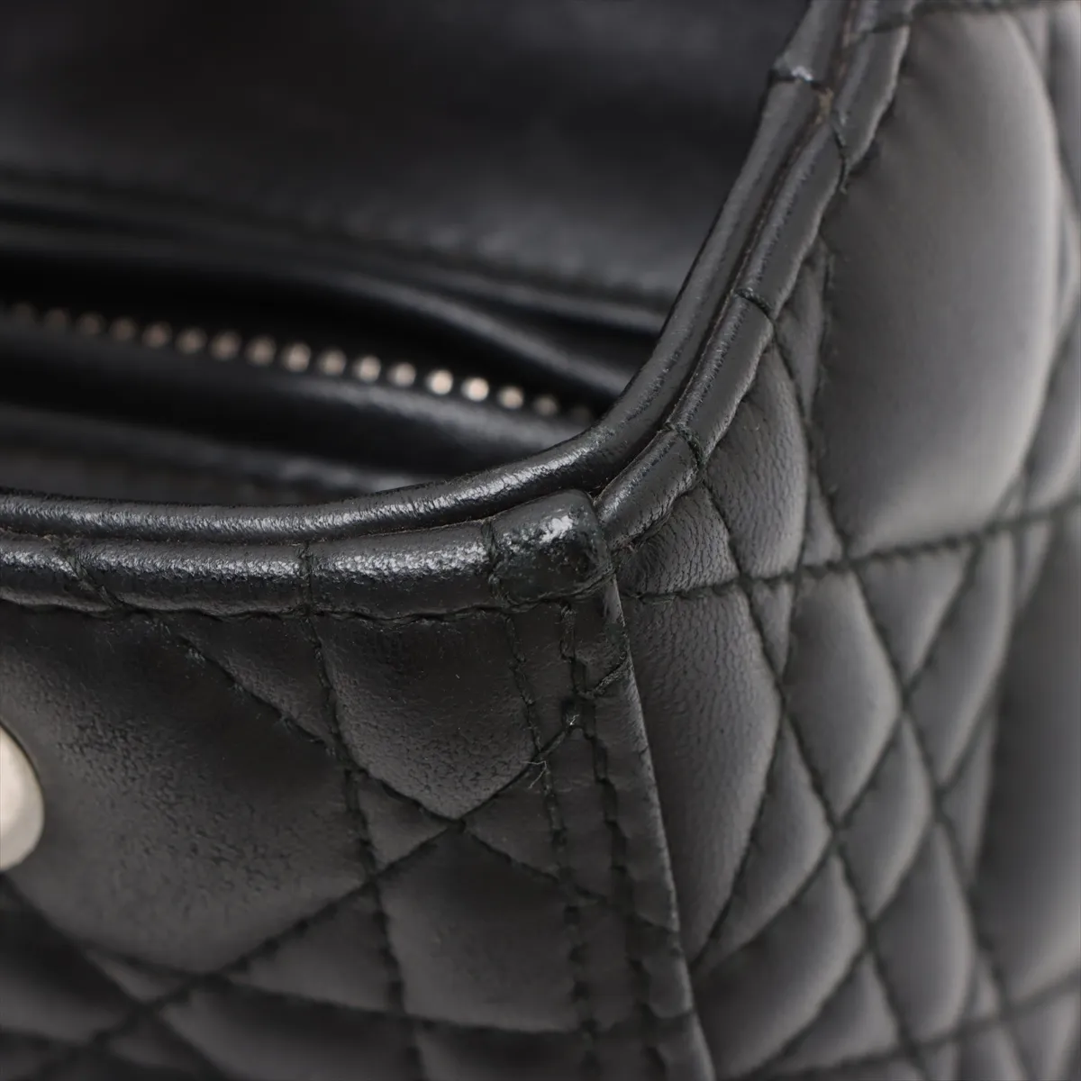 Cannage Lady Dior Leather Handbag Black — view 11